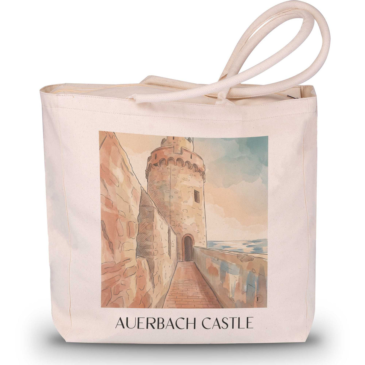 Schloß Auerbach Shopping Tasche - Bensheim - Deutschland Tote Bag - Einkaufstasche im Aquarell Stil - favplace