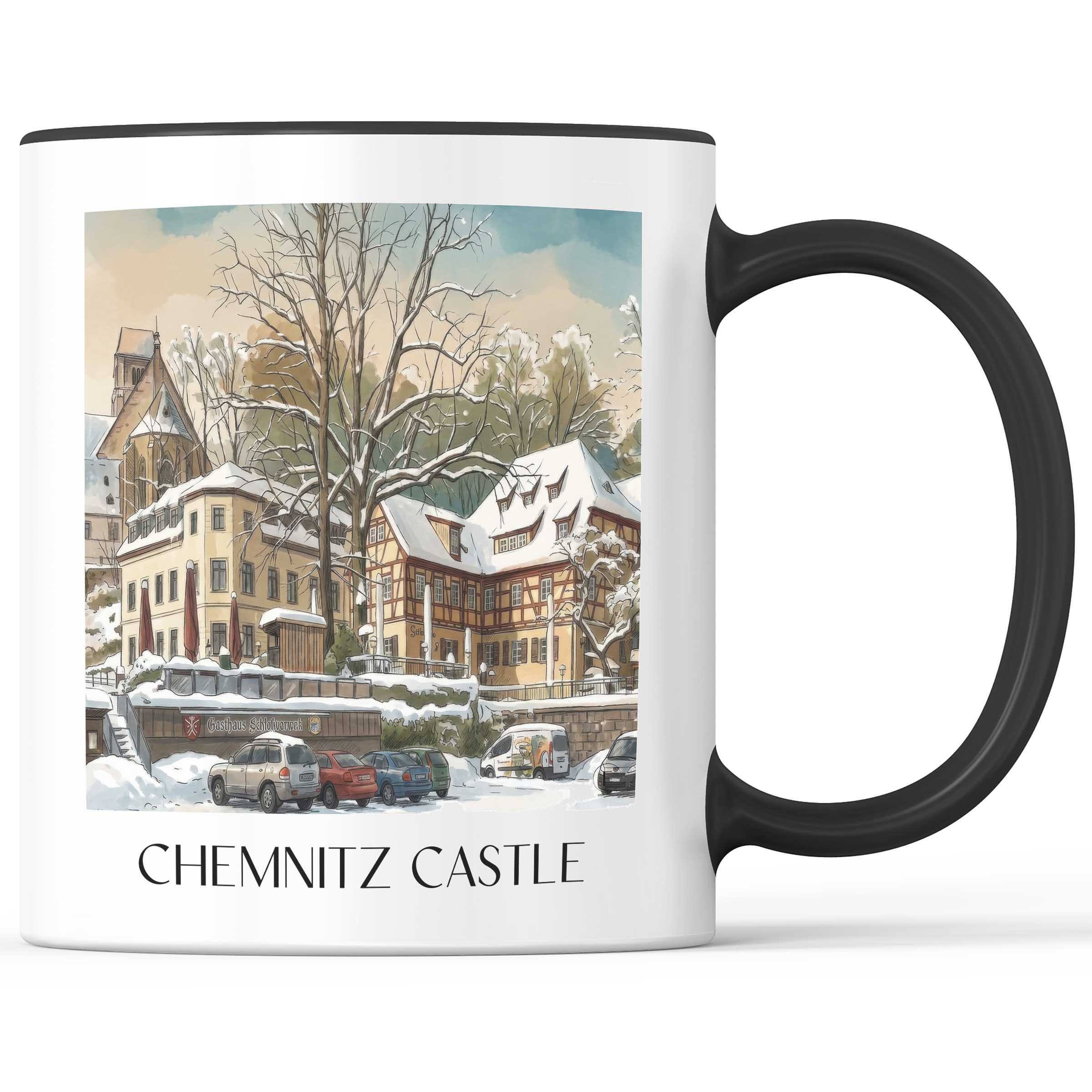 Schloßchemnitz Kaffeebecher - Chemnitz - Deutschland Becher - Kaffeetasse im Aquarell Stil - favplace