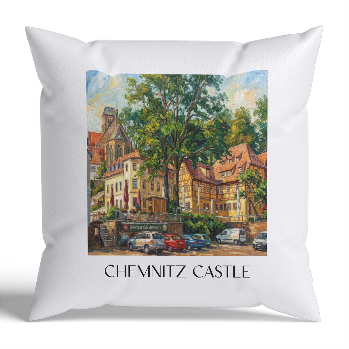 Schloßchemnitz Kissenhülle - Zierkissen Bezug - Chemnitz - Deutschland Kissen bzw. Kissenbezug im Ölgemälde Stil - favplace