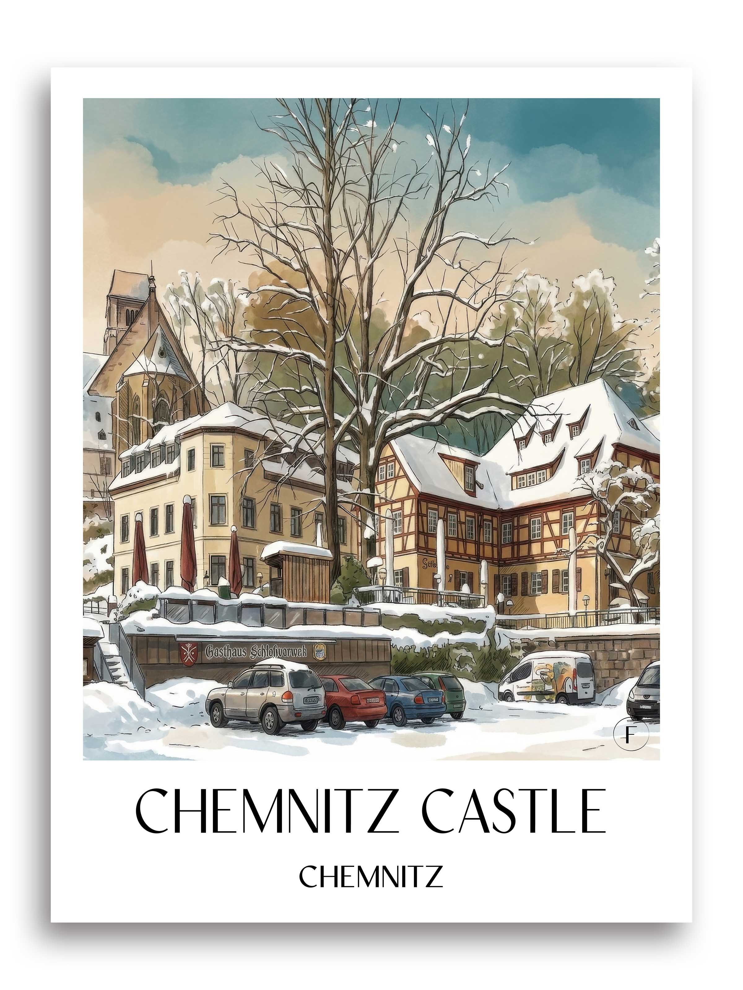 Schloßchemnitz Poster - Chemnitz - Deutschland Kunstdruck - Aquarell von A4 bis A1 - favplace