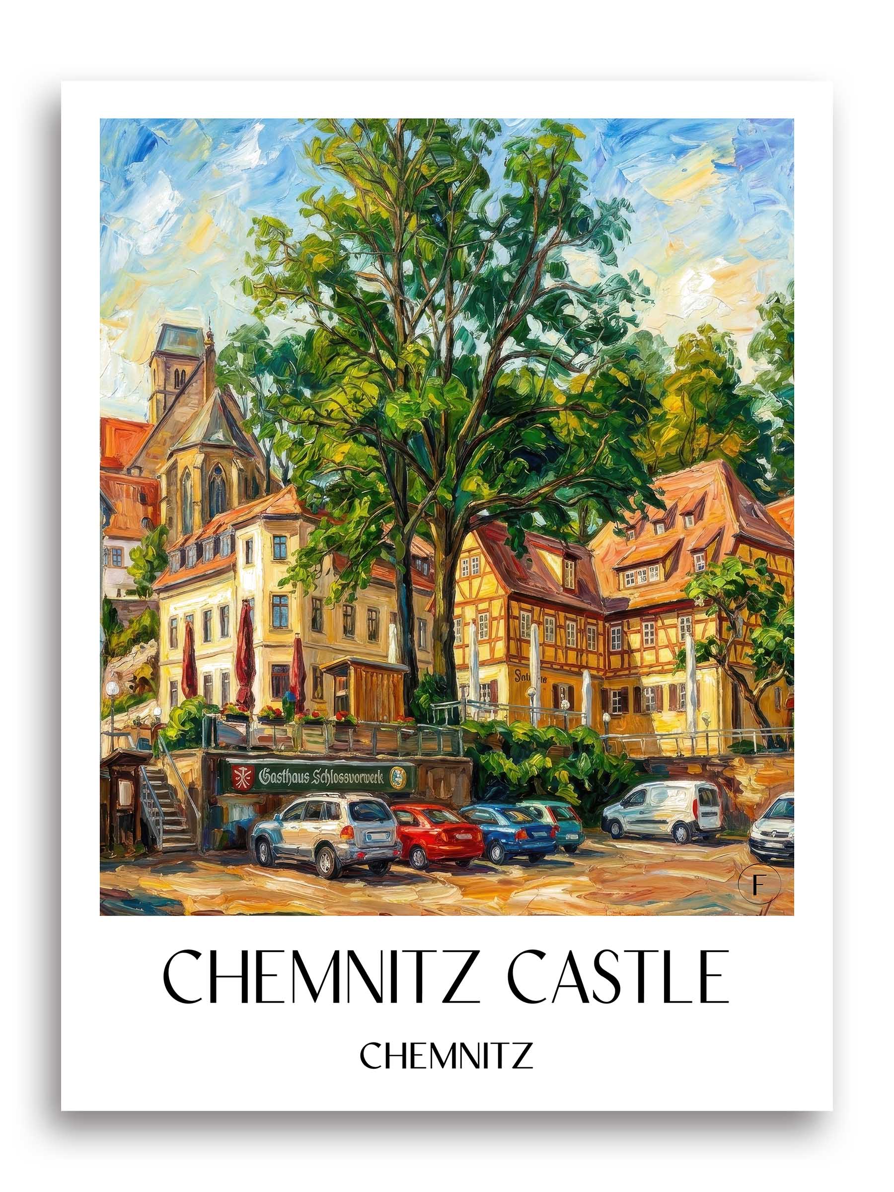 Schloßchemnitz Poster - Chemnitz - Deutschland Kunstdruck - Ölgemälde von A4 bis A1 - favplace