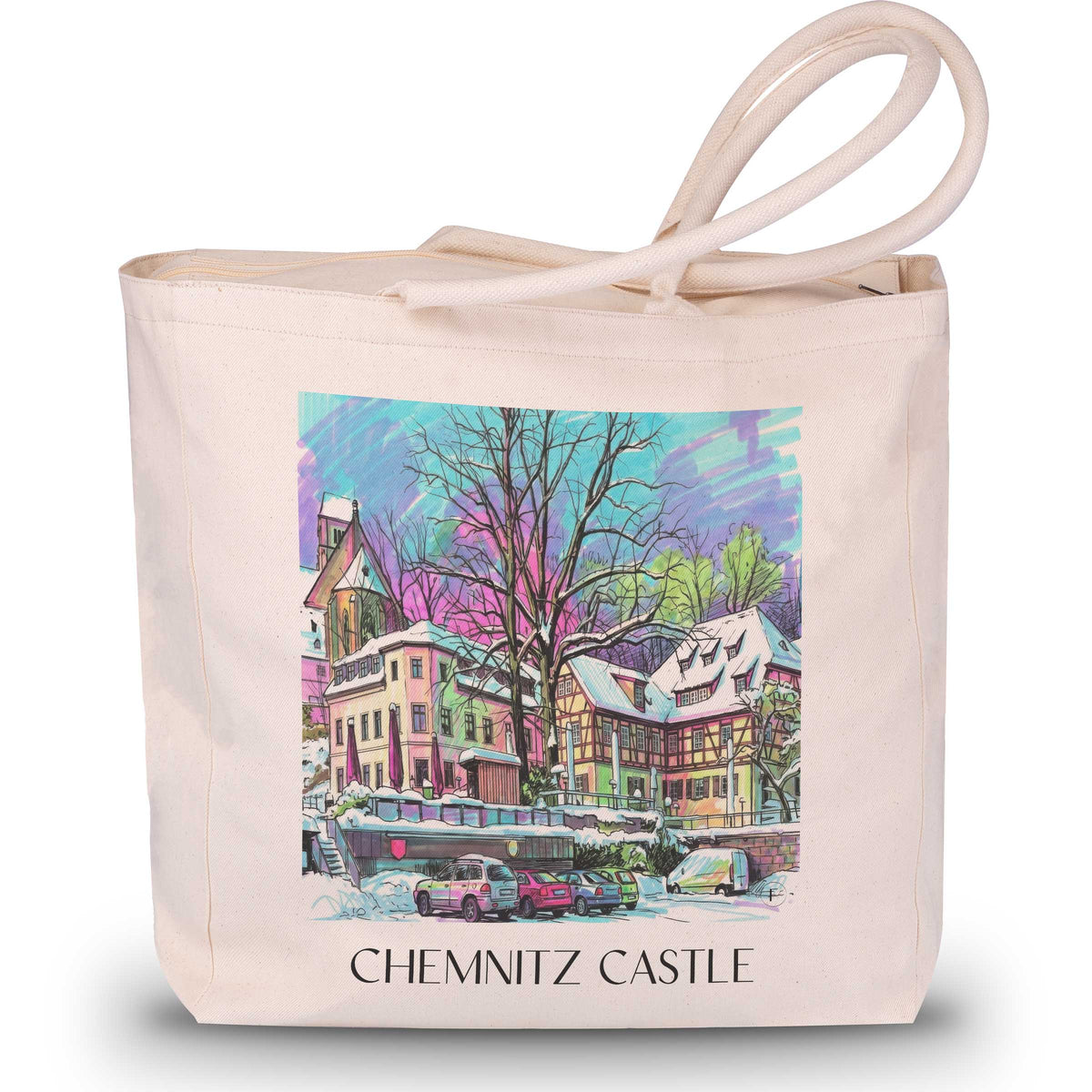 Schloßchemnitz Shopping Tasche - Chemnitz - Deutschland Tote Bag - Einkaufstasche im Tag Graffiti Stil - favplace