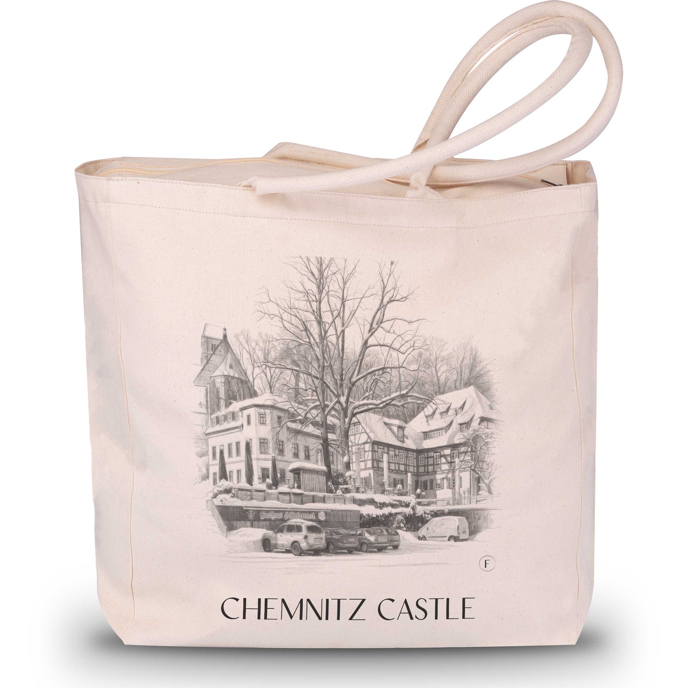 Schloßchemnitz Shopping Tasche - Chemnitz - Deutschland Tote Bag - Einkaufstasche im Zeichnung Stil