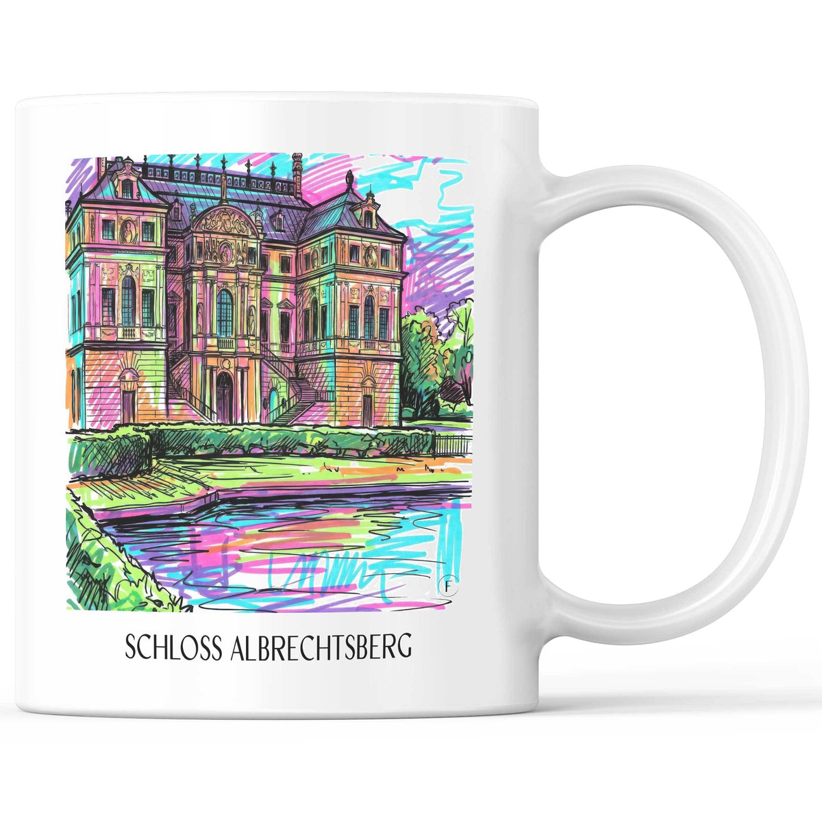 Schloss Albrechtsberg Kaffeebecher - Dresden - Deutschland Becher - Kaffeetasse im Tag Graffiti Stil - favplace