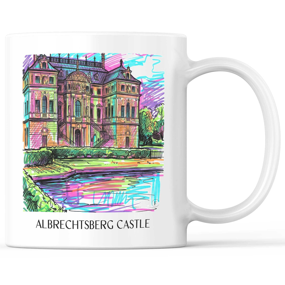 Schloss Albrechtsberg Kaffeebecher - Dresden - Deutschland Becher - Kaffeetasse im Tag Graffiti Stil - favplace