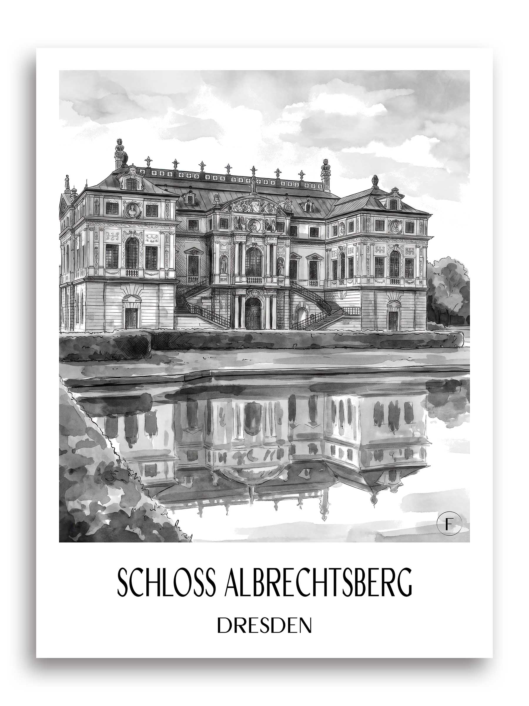 schloss-albrechtsberg-dresden-deutschland-poster-aquarell-schwarz-weiss