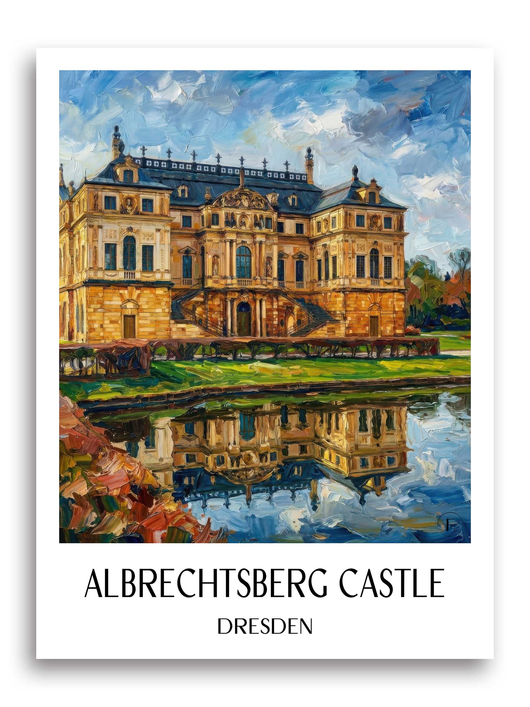 Schloss Albrechtsberg Poster - Dresden - Deutschland Kunstdruck - Ölgemälde von A4 bis A1 - favplace