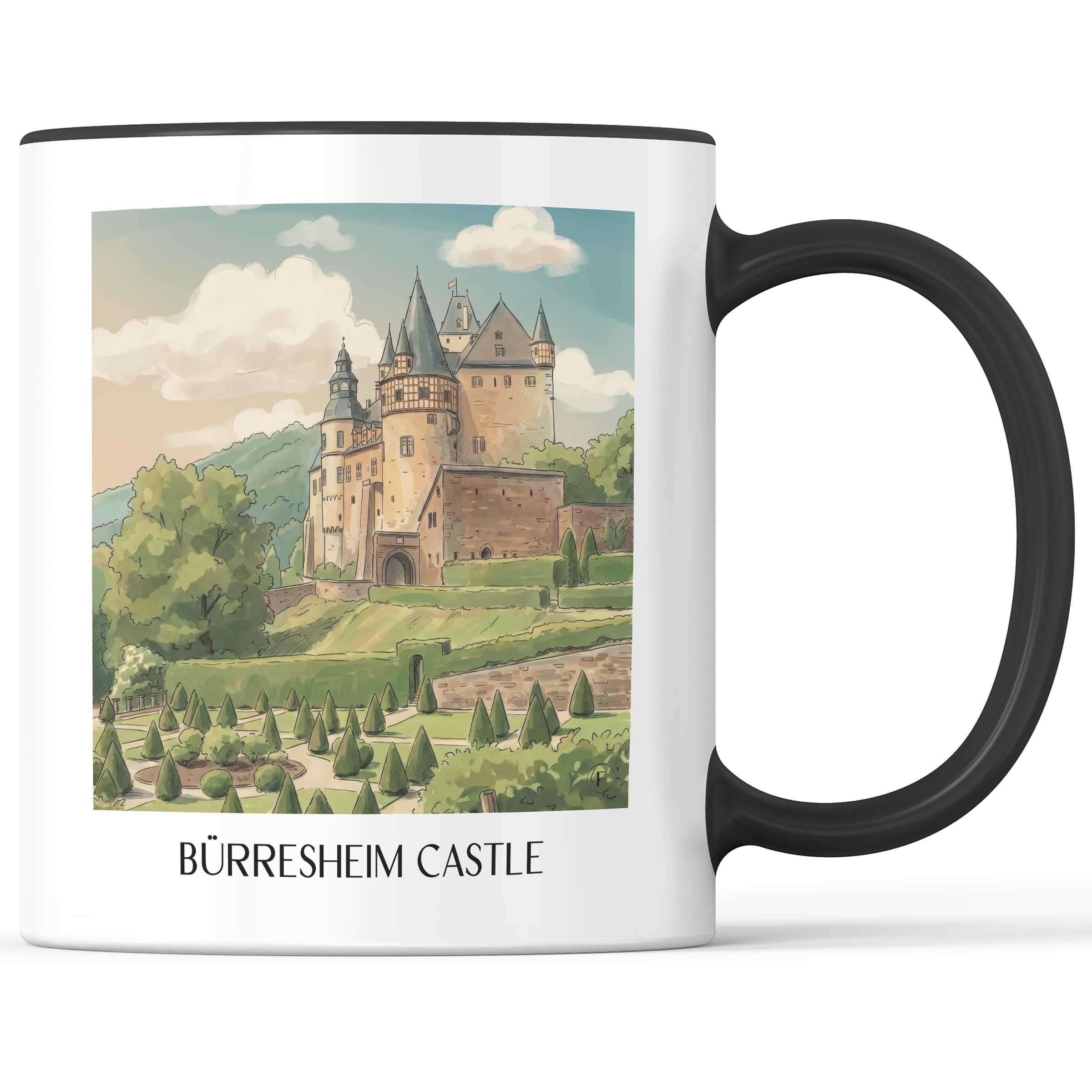 Schloss Bürresheim Kaffeebecher - Eifel - Deutschland Becher - Kaffeetasse im Aquarell Stil - favplace