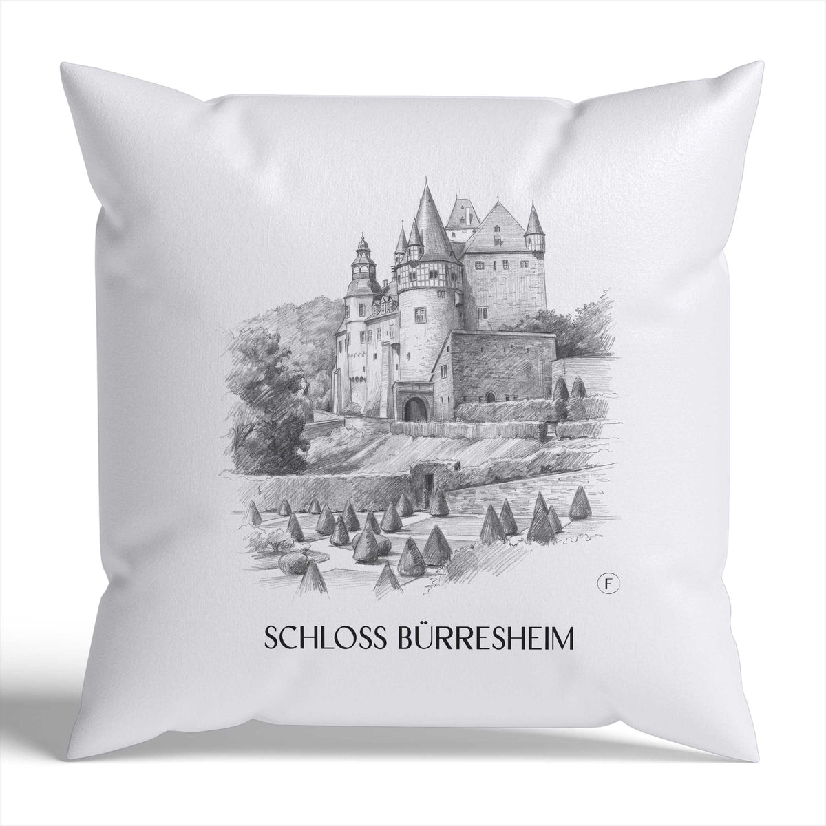 schloss-bürresheim-eifel-deutschland-kissenbezug-bleistift-zeichnung-drawing
