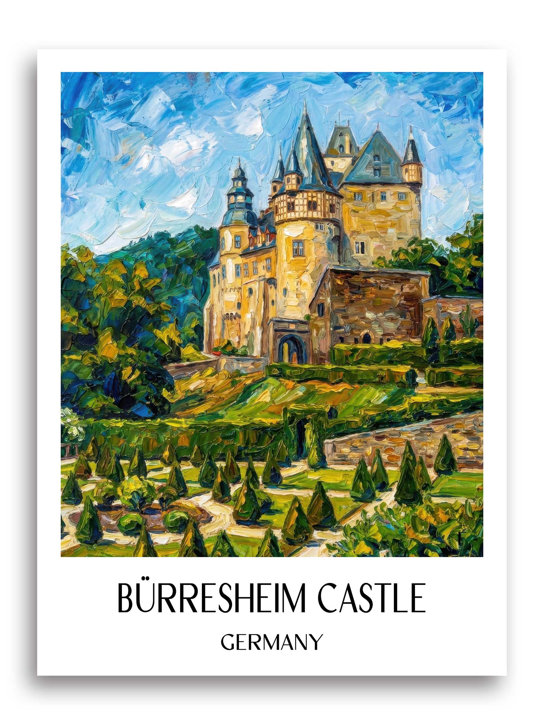 Schloss Bürresheim Poster - Eifel - Deutschland Kunstdruck - Ölgemälde von A4 bis A1 - favplace