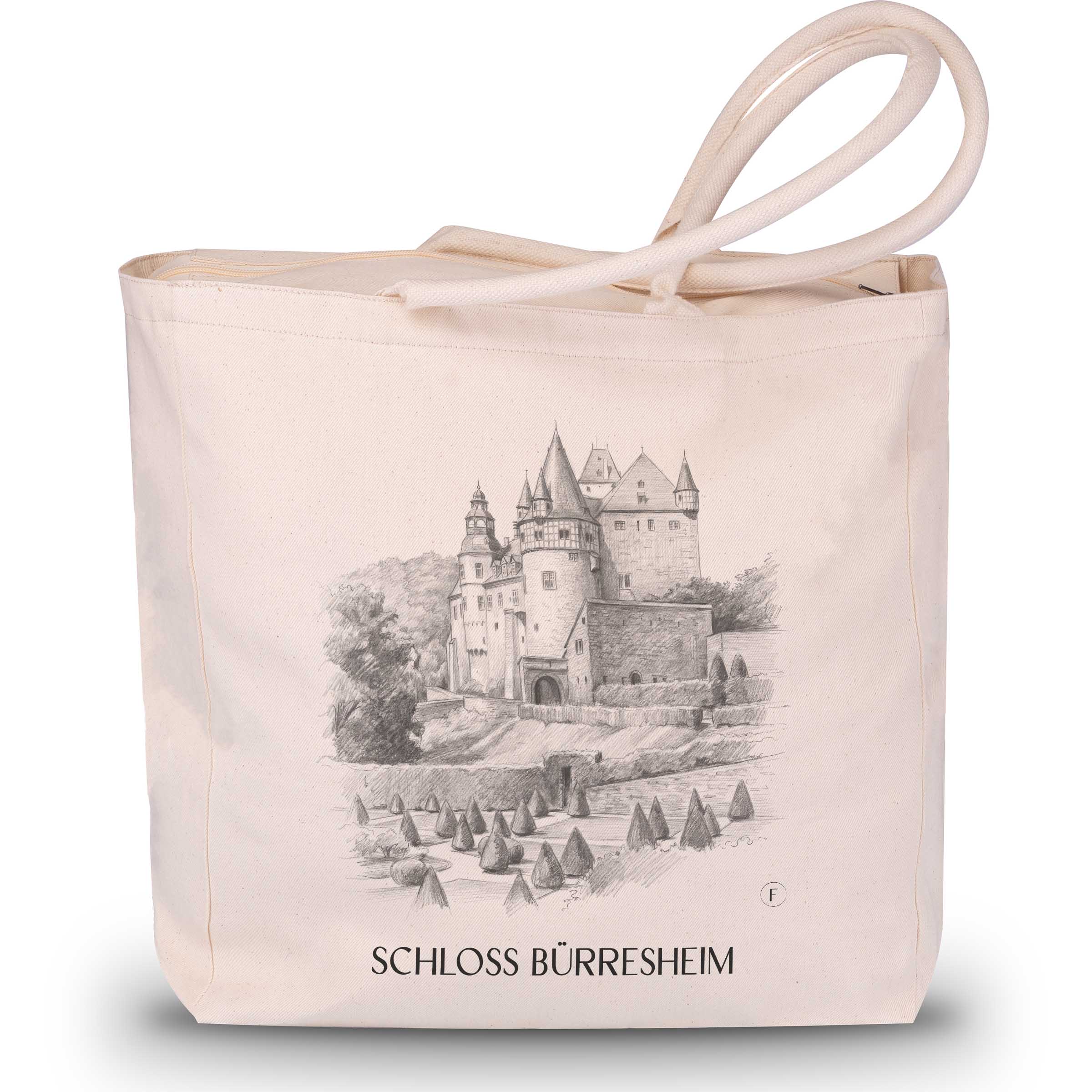 schloss-bürresheim-eifel-deutschland-einkaufstasche-bleistift-zeichnung-drawing