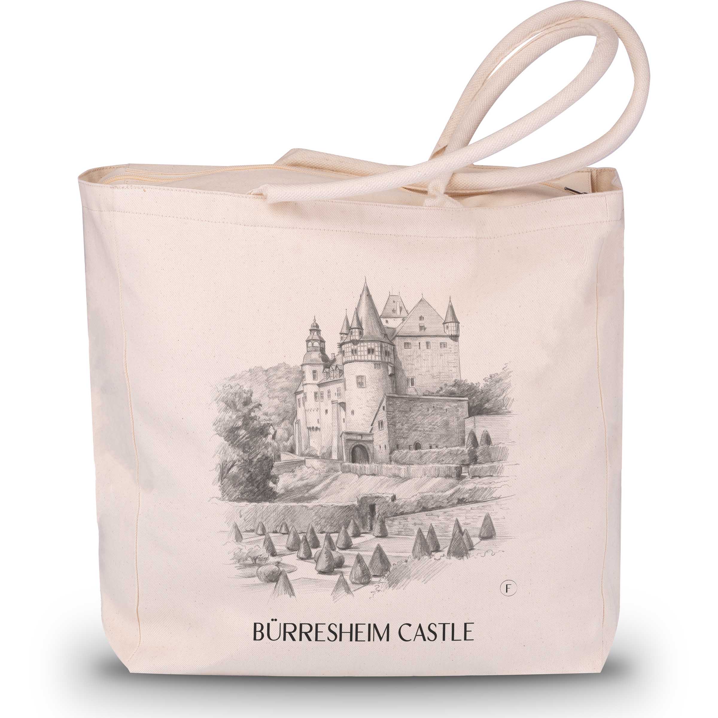 Schloss Bürresheim Shopping Tasche - Eifel - Deutschland Tote Bag - Einkaufstasche im Zeichnung Stil