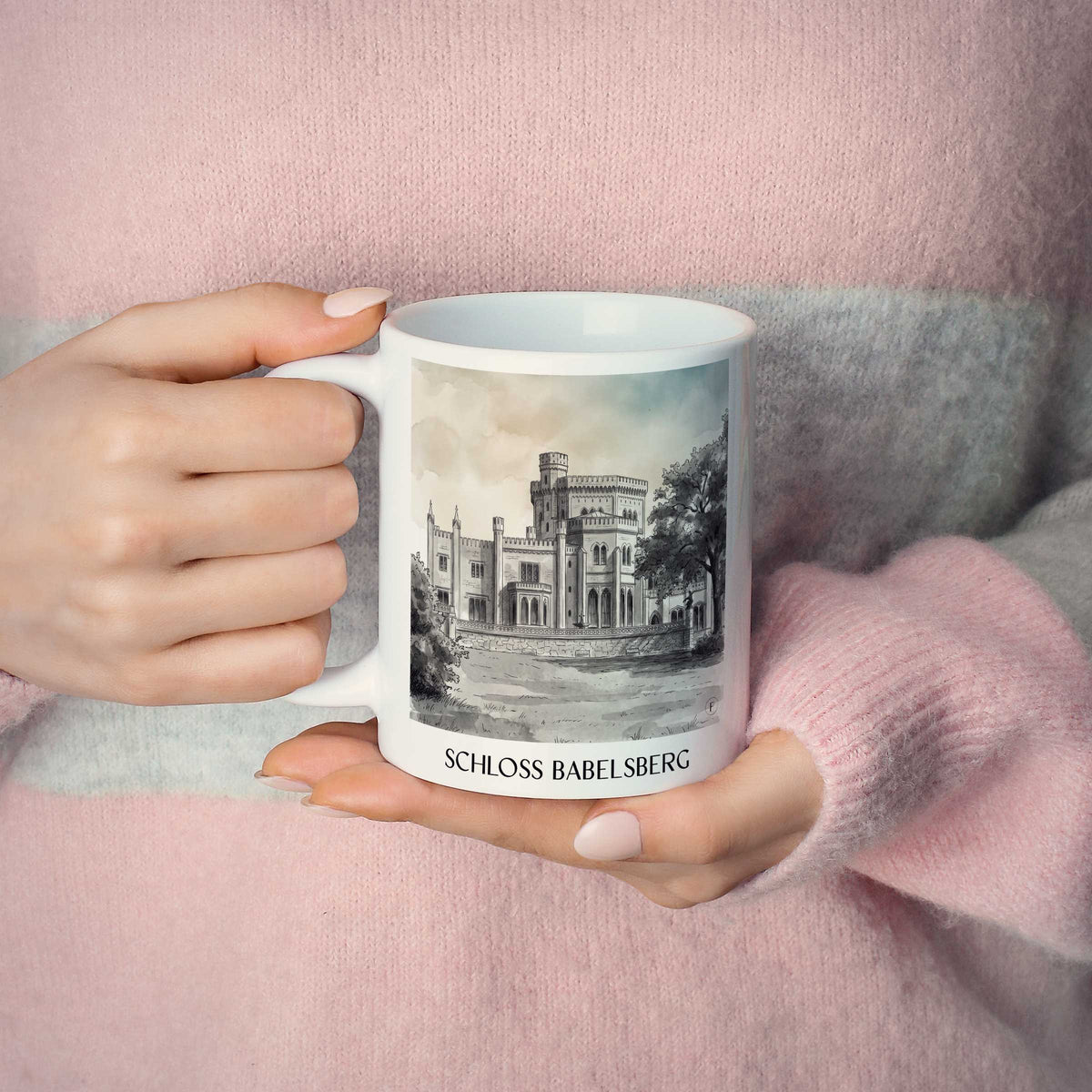 schloss-babelsberg-potsdam-deutschland-kaffeebecher-aquarell-schwarz-weiss