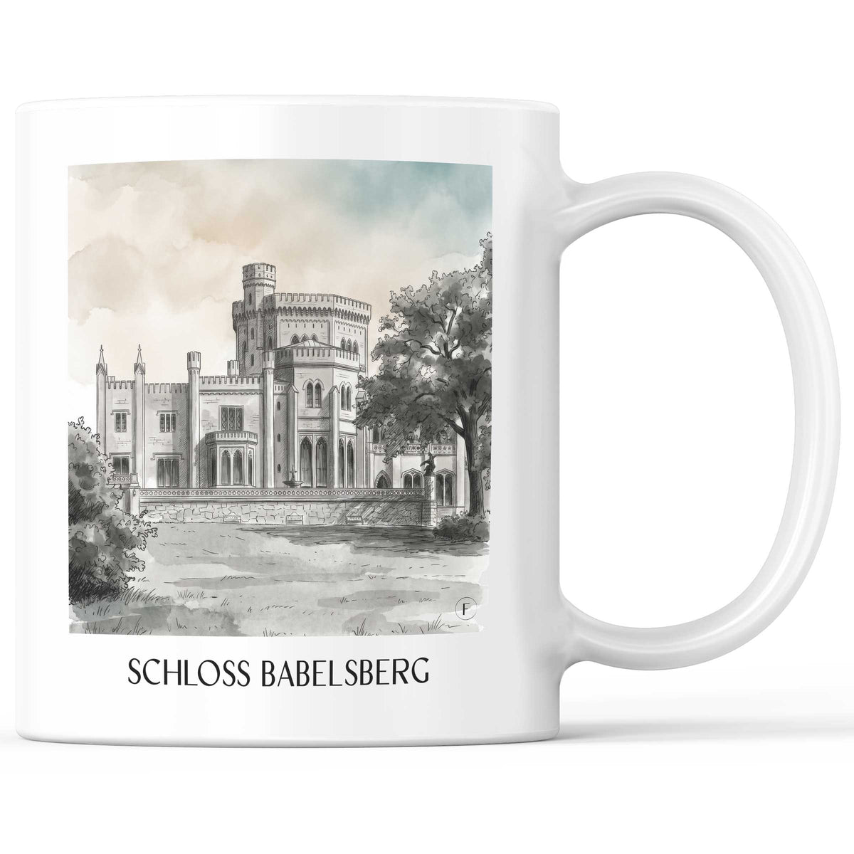 schloss-babelsberg-potsdam-deutschland-kaffeebecher-aquarell-schwarz-weiss