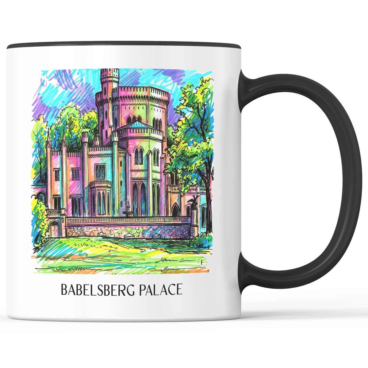Schloss Babelsberg Kaffeebecher - Potsdam - Deutschland Becher - Kaffeetasse im Tag Graffiti Stil - favplace