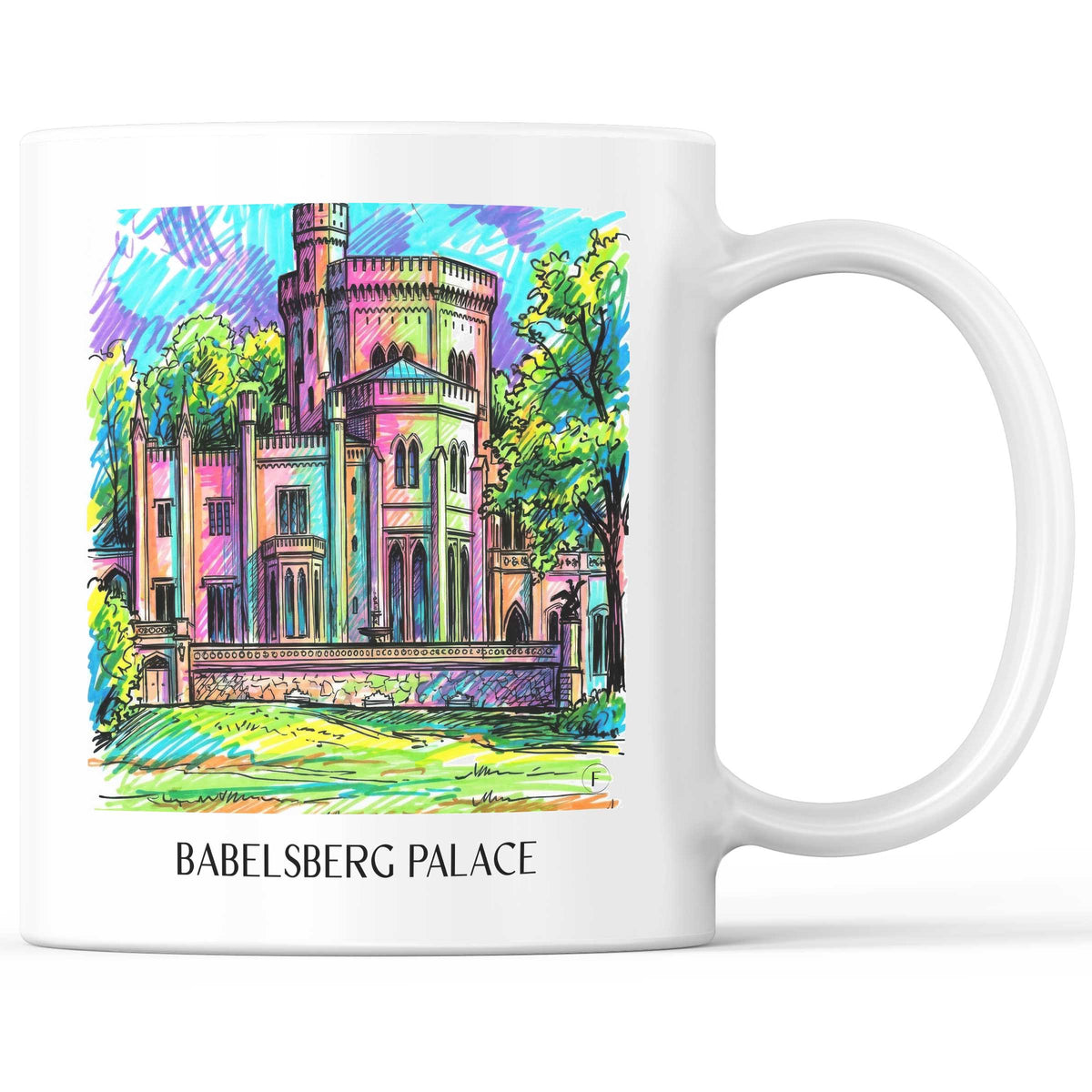 Schloss Babelsberg Kaffeebecher - Potsdam - Deutschland Becher - Kaffeetasse im Tag Graffiti Stil - favplace