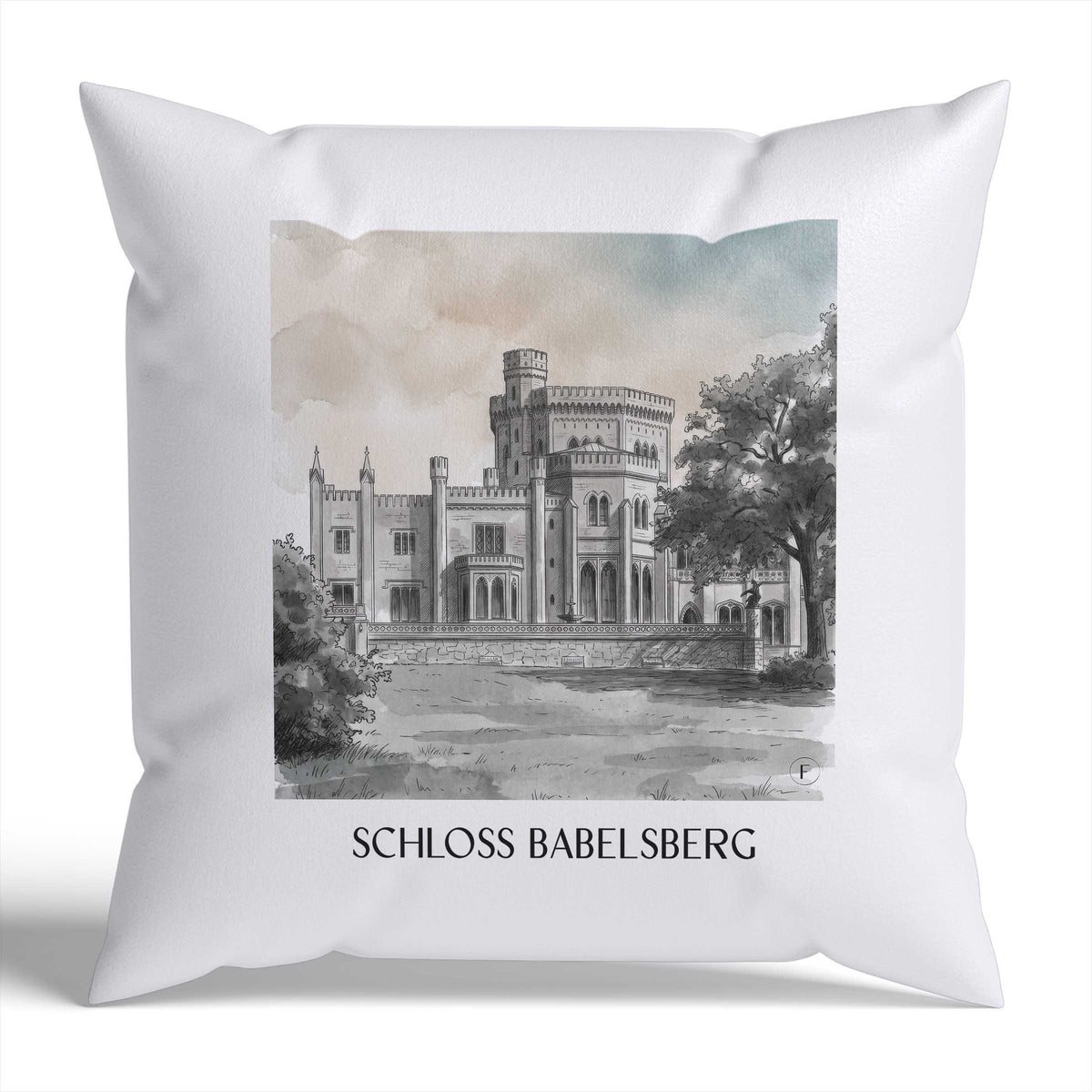 schloss-babelsberg-potsdam-deutschland-kissenbezug-aquarell-schwarz-weiss