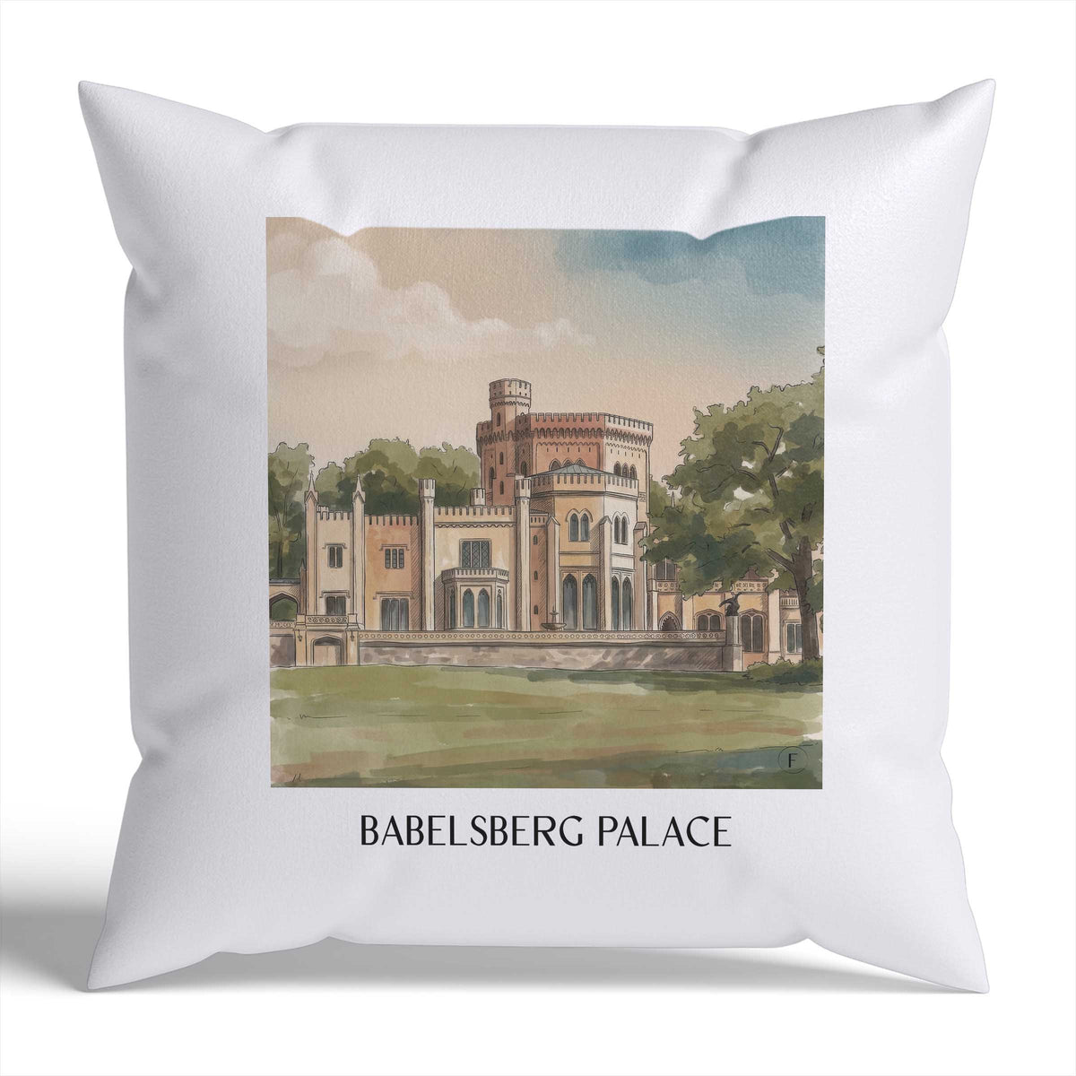 Schloss Babelsberg Kissenhülle - Zierkissen Bezug - Potsdam - Deutschland Kissen bzw. Kissenbezug im Aquarell Stil - favplace