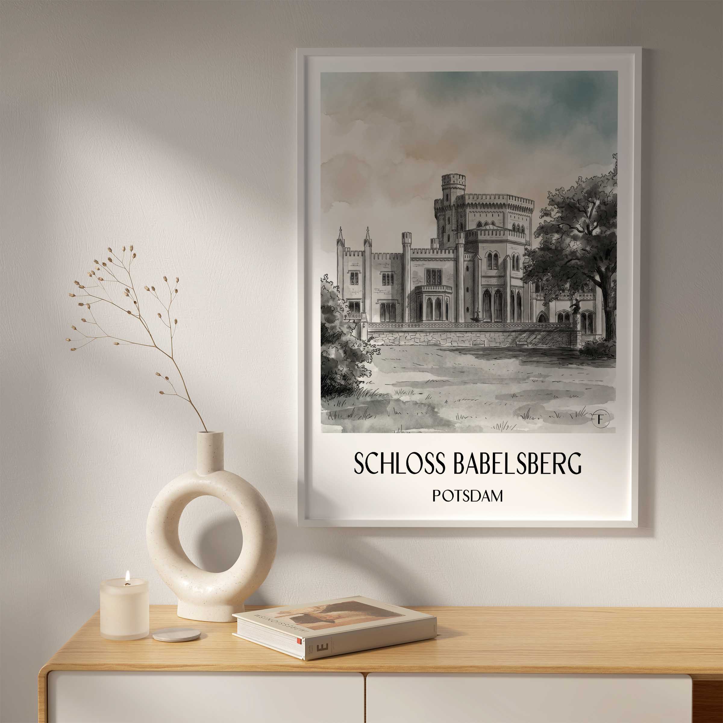 schloss-babelsberg-potsdam-deutschland-poster-aquarell-schwarz-weiss
