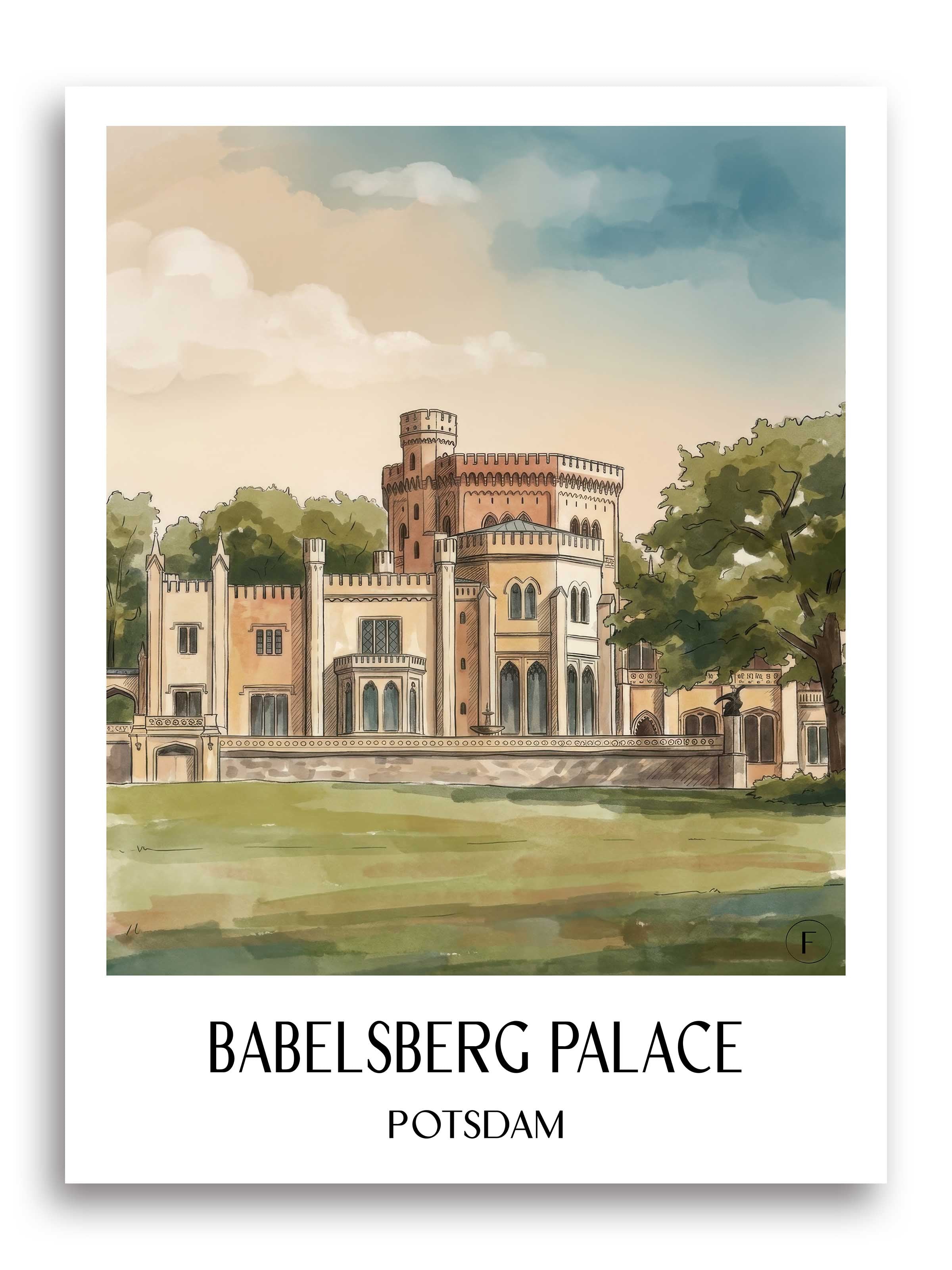 Schloss Babelsberg Poster - Potsdam - Deutschland Kunstdruck - Aquarell von A4 bis A1 - favplace