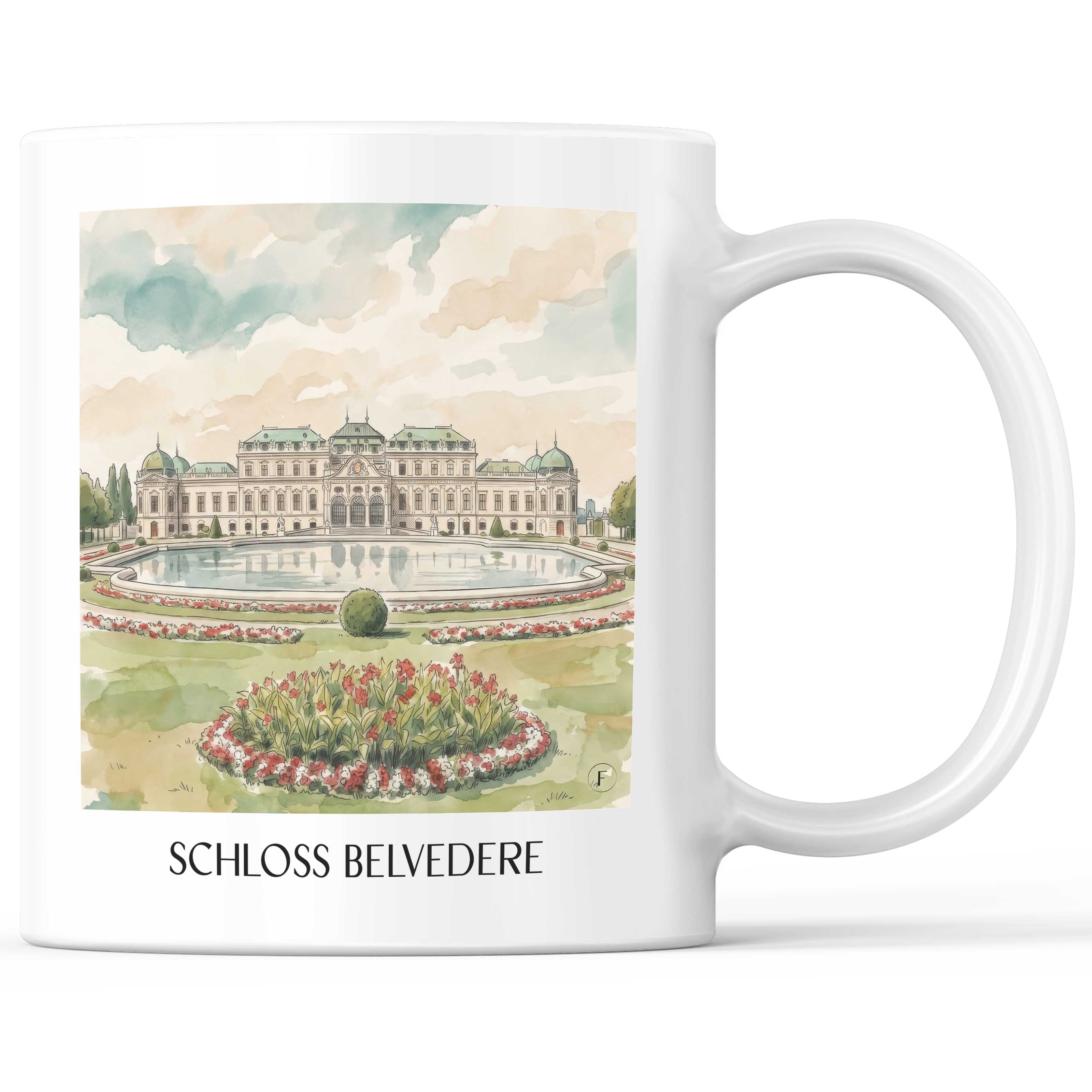 schloss-belvedere-wien-österreich-kaffeebecher-aquarell