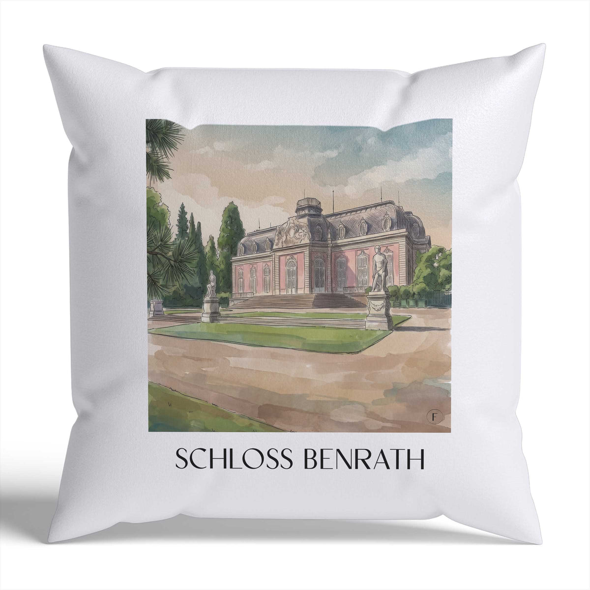schloss-benrath-düsseldorf-deutschland-kissenbezug-aquarell
