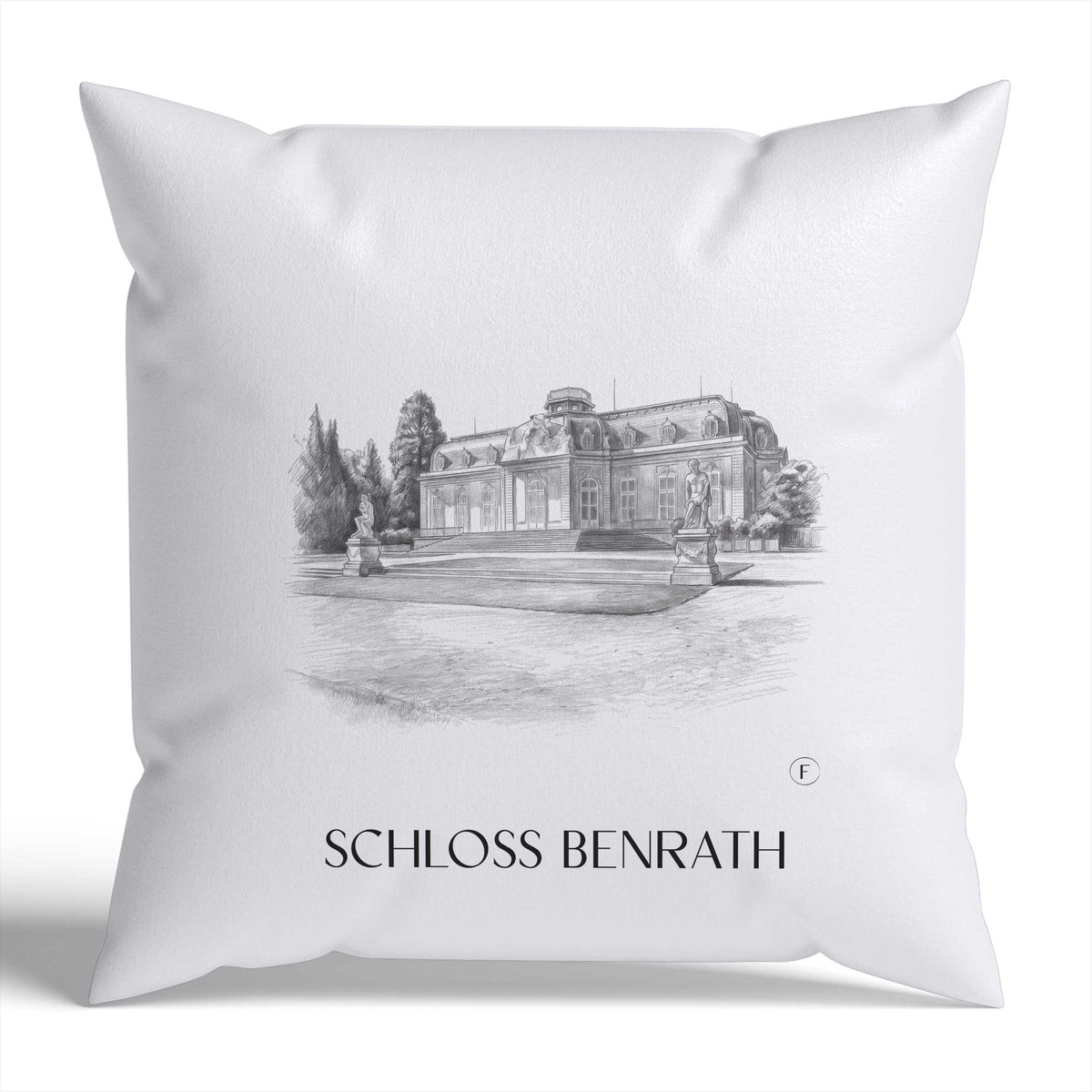 schloss-benrath-düsseldorf-deutschland-kissenbezug-bleistift-zeichnung-drawing