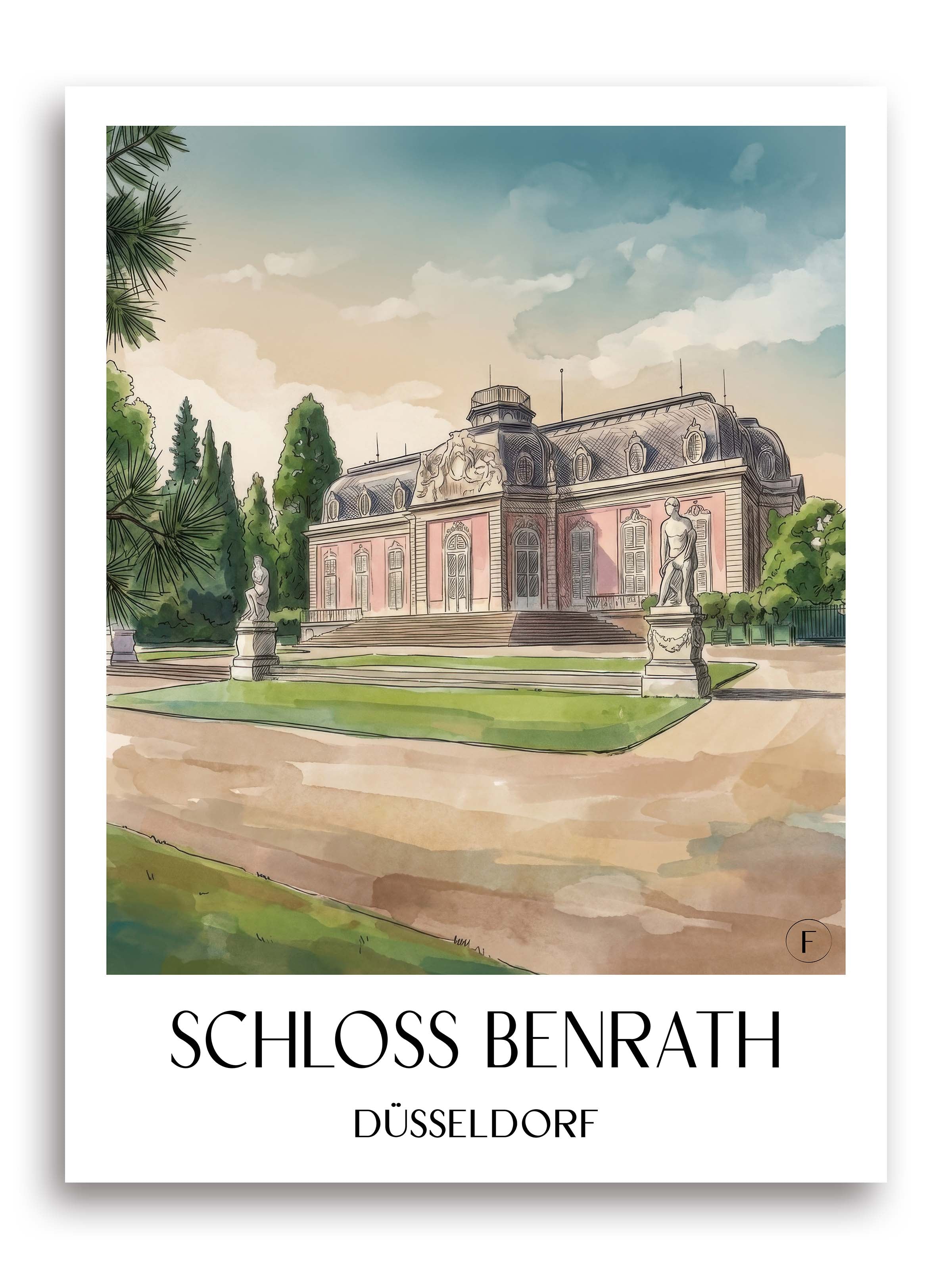 schloss-benrath-düsseldorf-deutschland-poster-aquarell