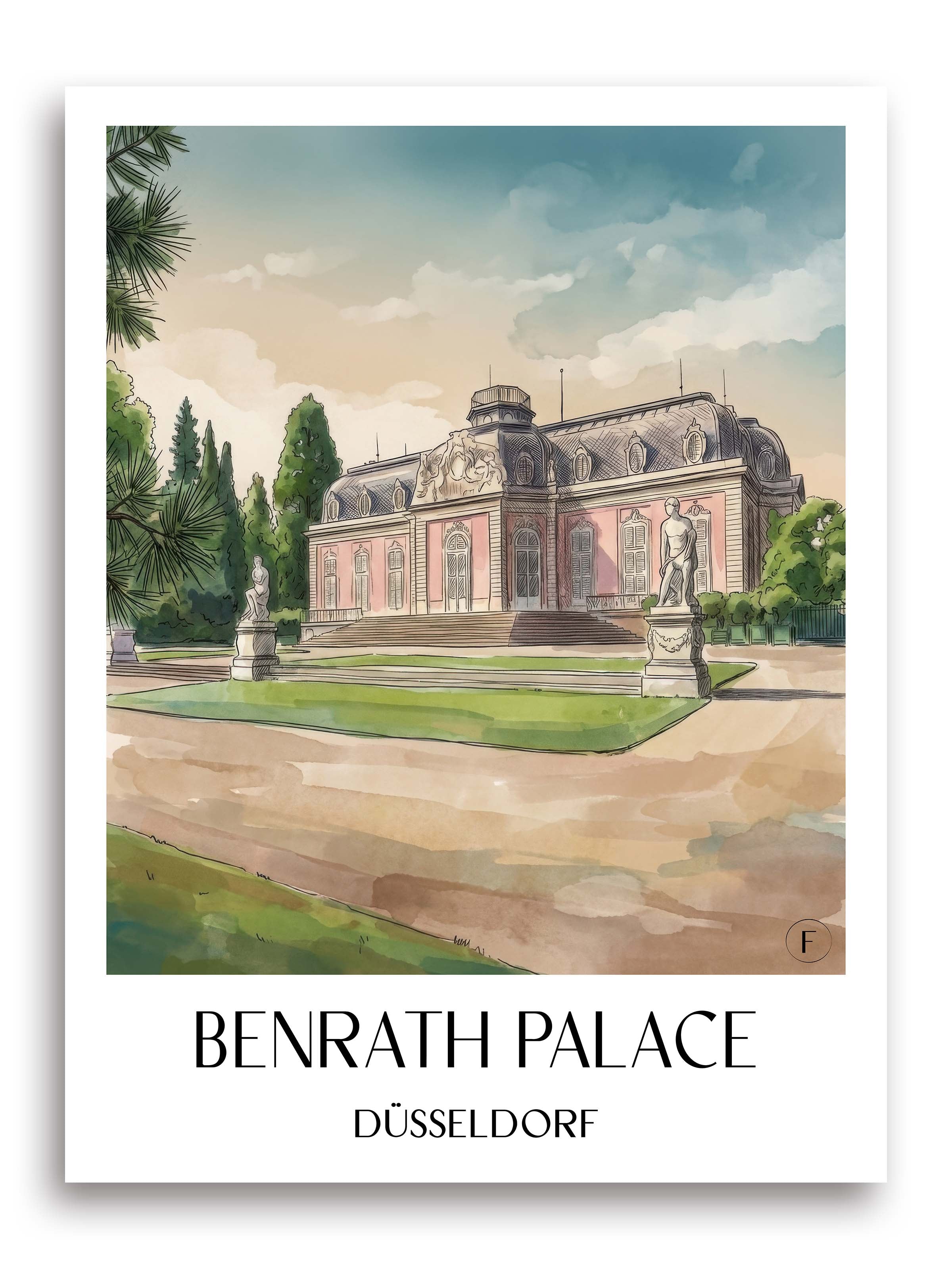 Schloss Benrath Poster - Düsseldorf - Deutschland Kunstdruck - Aquarell von A4 bis A1 - favplace