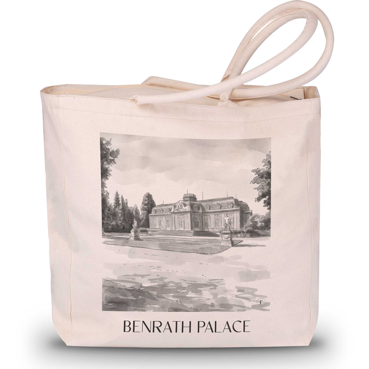 Schloss Benrath Shopping Tasche - Düsseldorf - Deutschland Tote Bag - Einkaufstasche im Aquarell Schwarz-Weiß Stil - favplace