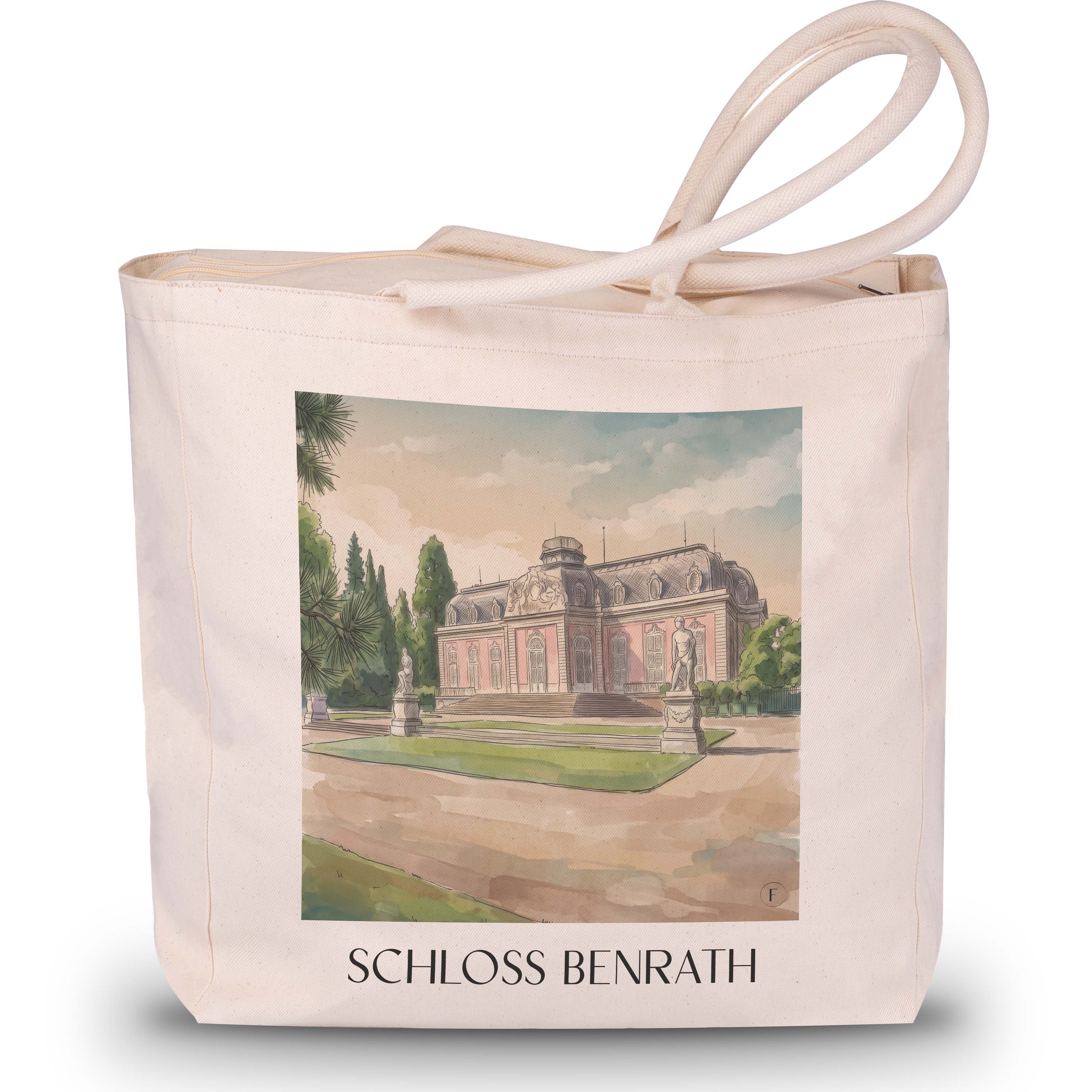 schloss-benrath-düsseldorf-deutschland-einkaufstasche-aquarell
