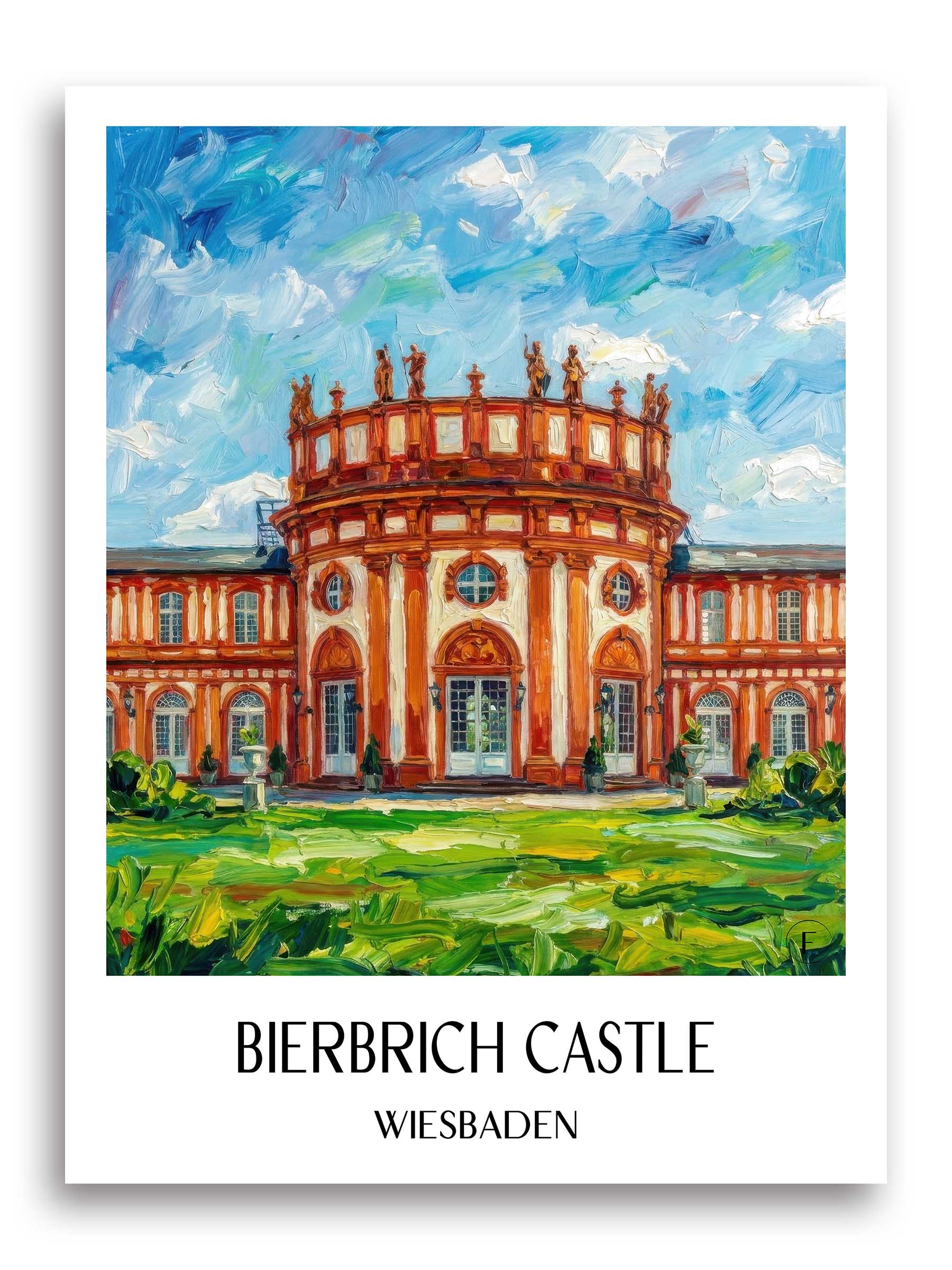 Schloss Bierbrich Poster - Wiesbaden - Deutschland Kunstdruck - Ölgemälde von A4 bis A1 - favplace