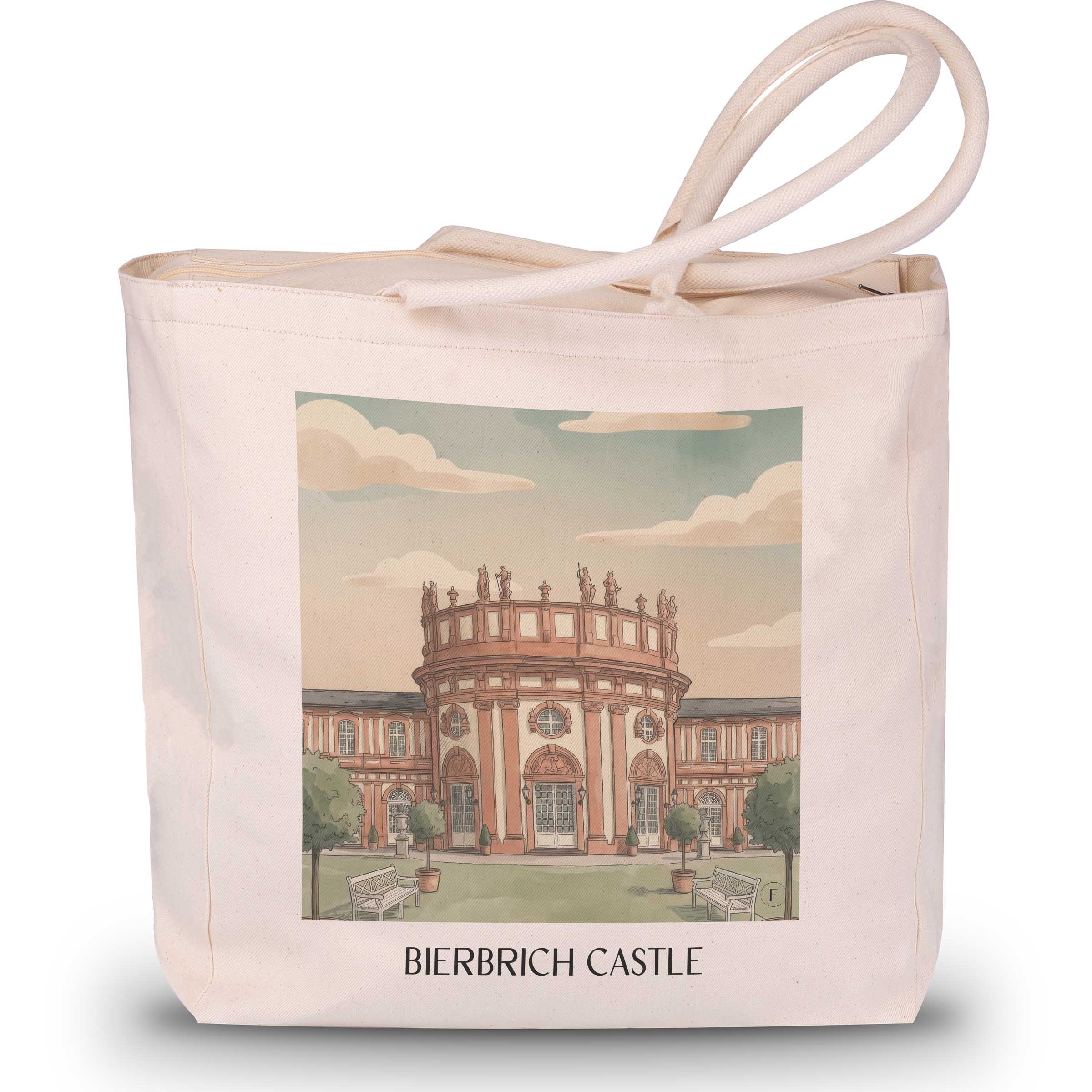 Schloss Bierbrich Shopping Tasche - Wiesbaden - Deutschland Tote Bag - Einkaufstasche im Aquarell Stil - favplace