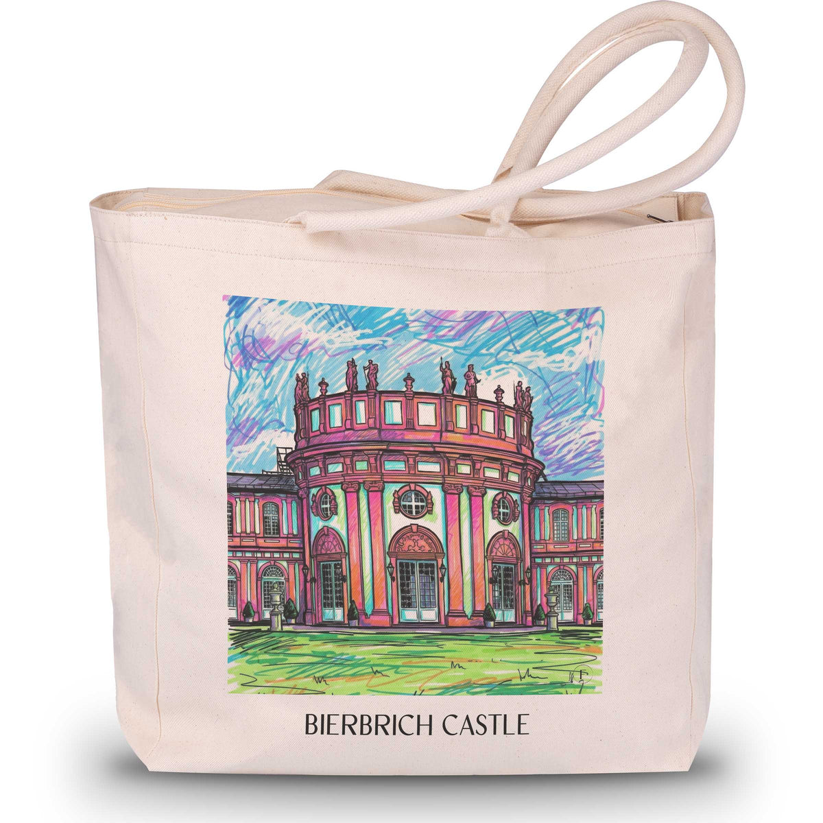 Schloss Bierbrich Shopping Tasche - Wiesbaden - Deutschland Tote Bag - Einkaufstasche im Tag Graffiti Stil - favplace