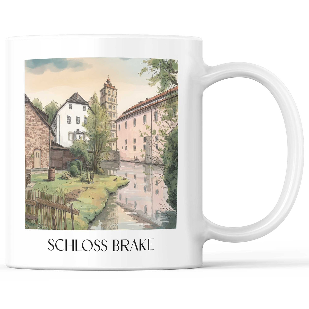 Schloss Brake Kaffeebecher - Lemgo - Deutschland Becher - Kaffeetasse im Aquarell Stil - favplace