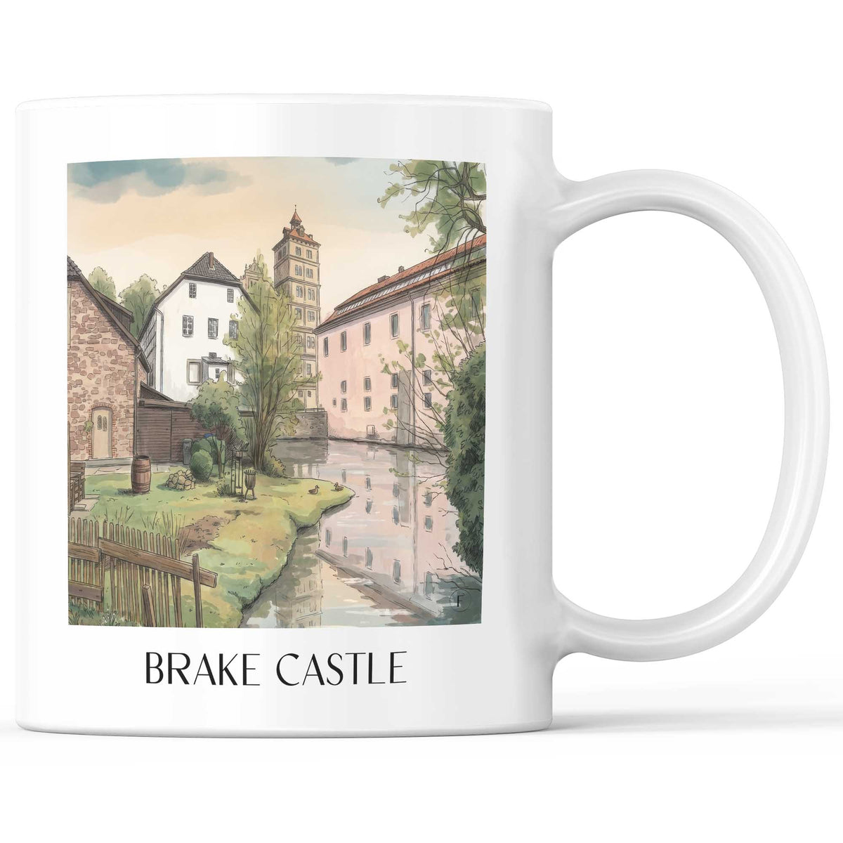 Schloss Brake Kaffeebecher - Lemgo - Deutschland Becher - Kaffeetasse im Aquarell Stil - favplace