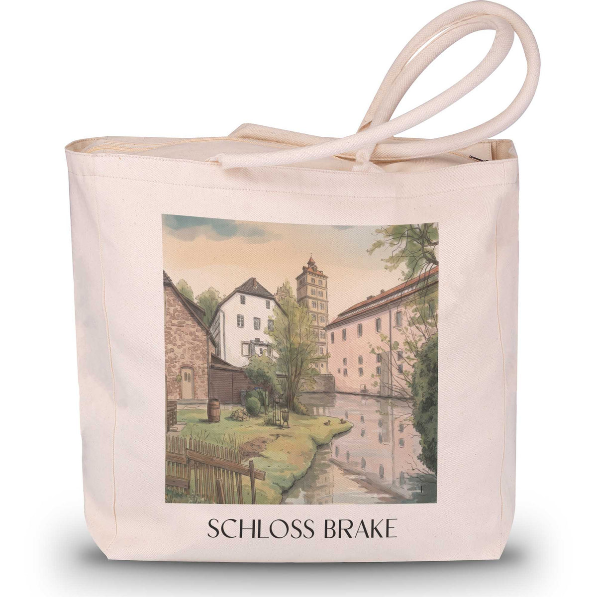 schloss-brake-lemgo-deutschland-einkaufstasche-aquarell