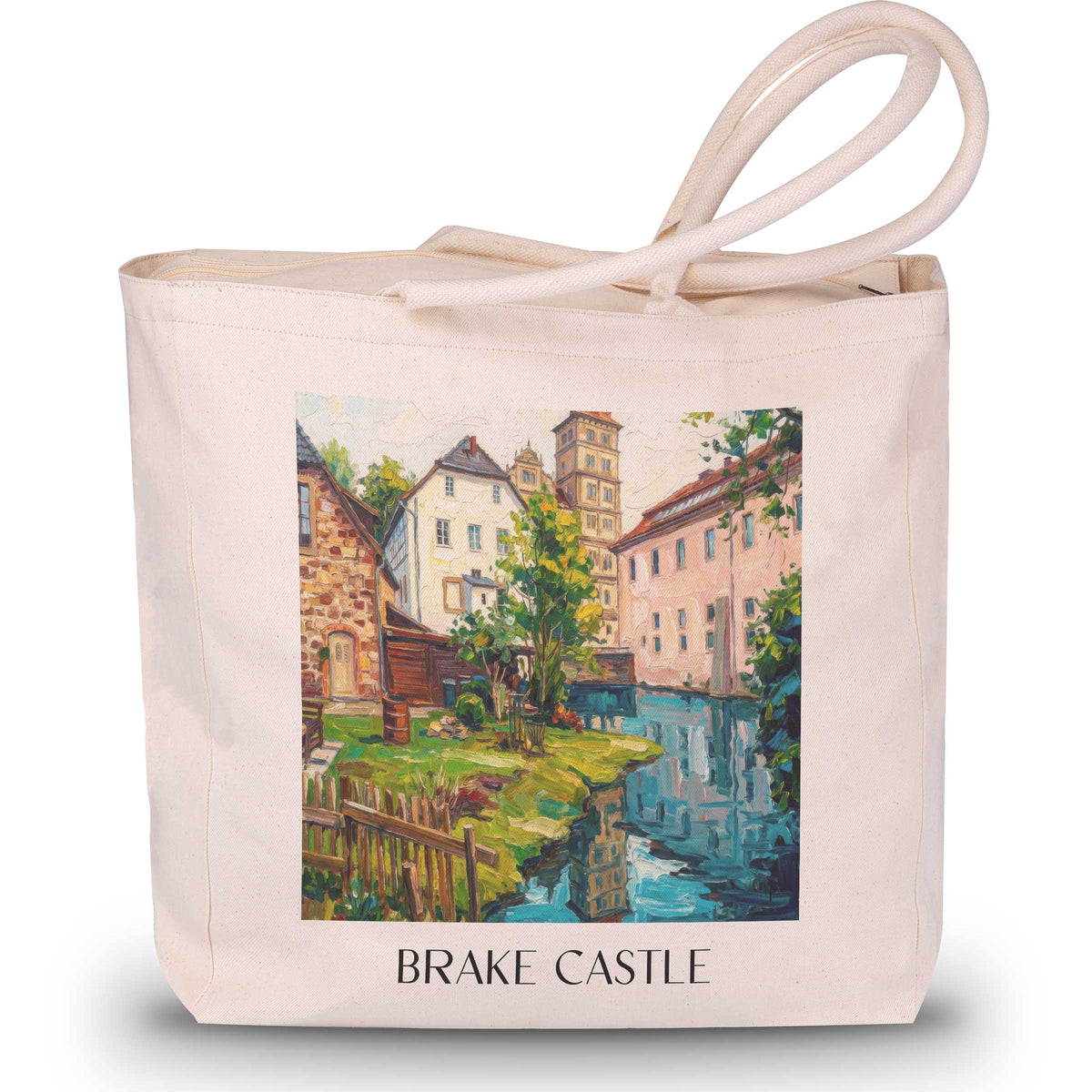 Schloss Brake Shopping Tasche - Lemgo - Deutschland Tote Bag - Einkaufstasche im Ölgemälde Stil - favplace