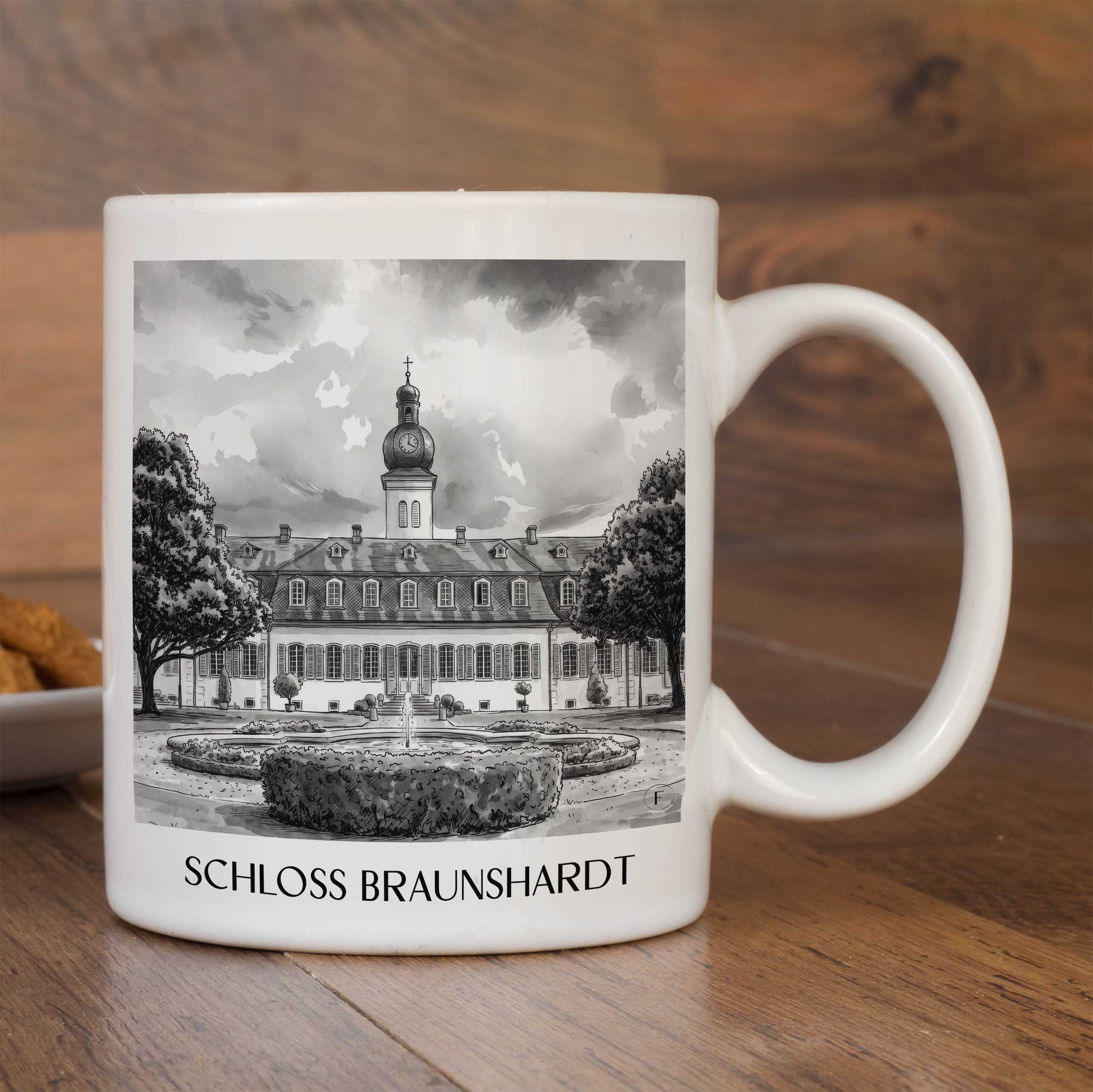 schloss-braunshardt-darmstadt-deutschland-kaffeebecher-aquarell-schwarz-weiss