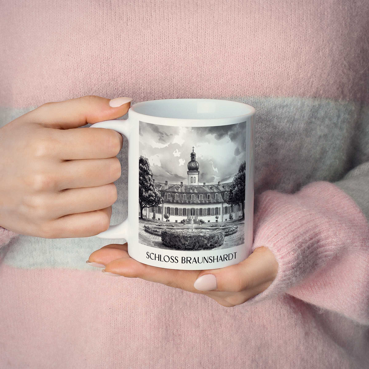 schloss-braunshardt-darmstadt-deutschland-kaffeebecher-aquarell-schwarz-weiss