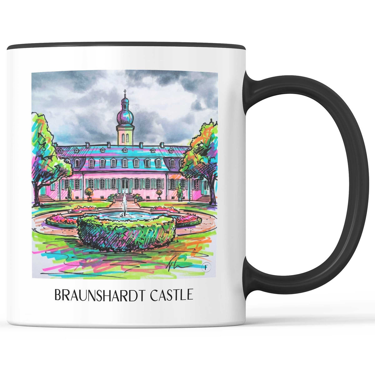 Schloss Braunshardt Kaffeebecher - Darmstadt - Deutschland Becher - Kaffeetasse im Tag Graffiti Stil - favplace