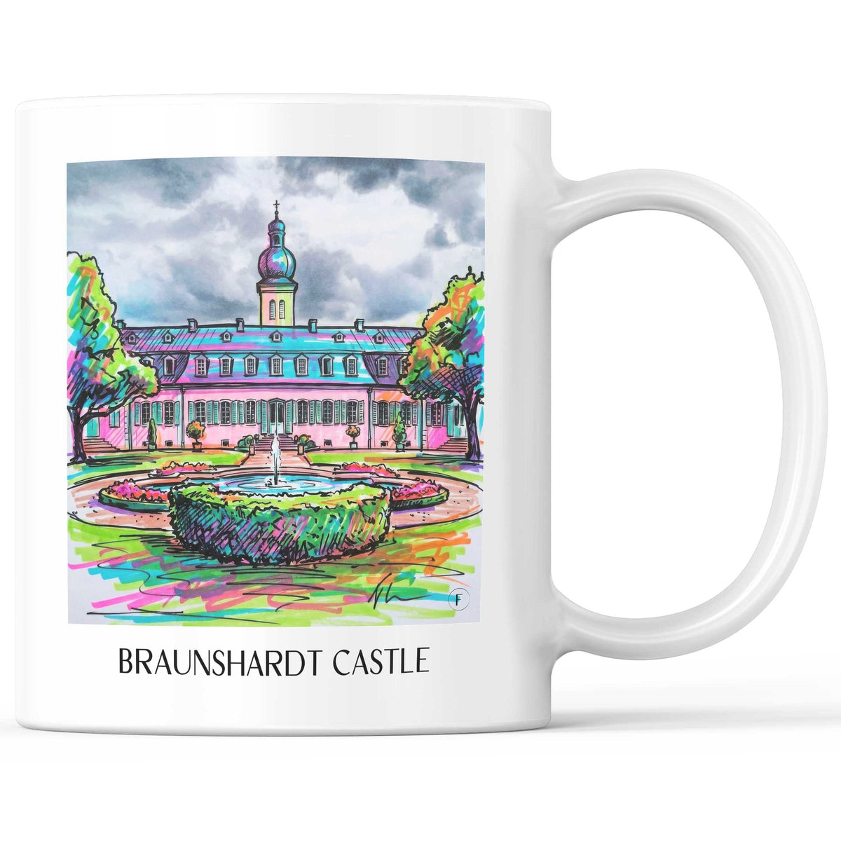 Schloss Braunshardt Kaffeebecher - Darmstadt - Deutschland Becher - Kaffeetasse im Tag Graffiti Stil - favplace