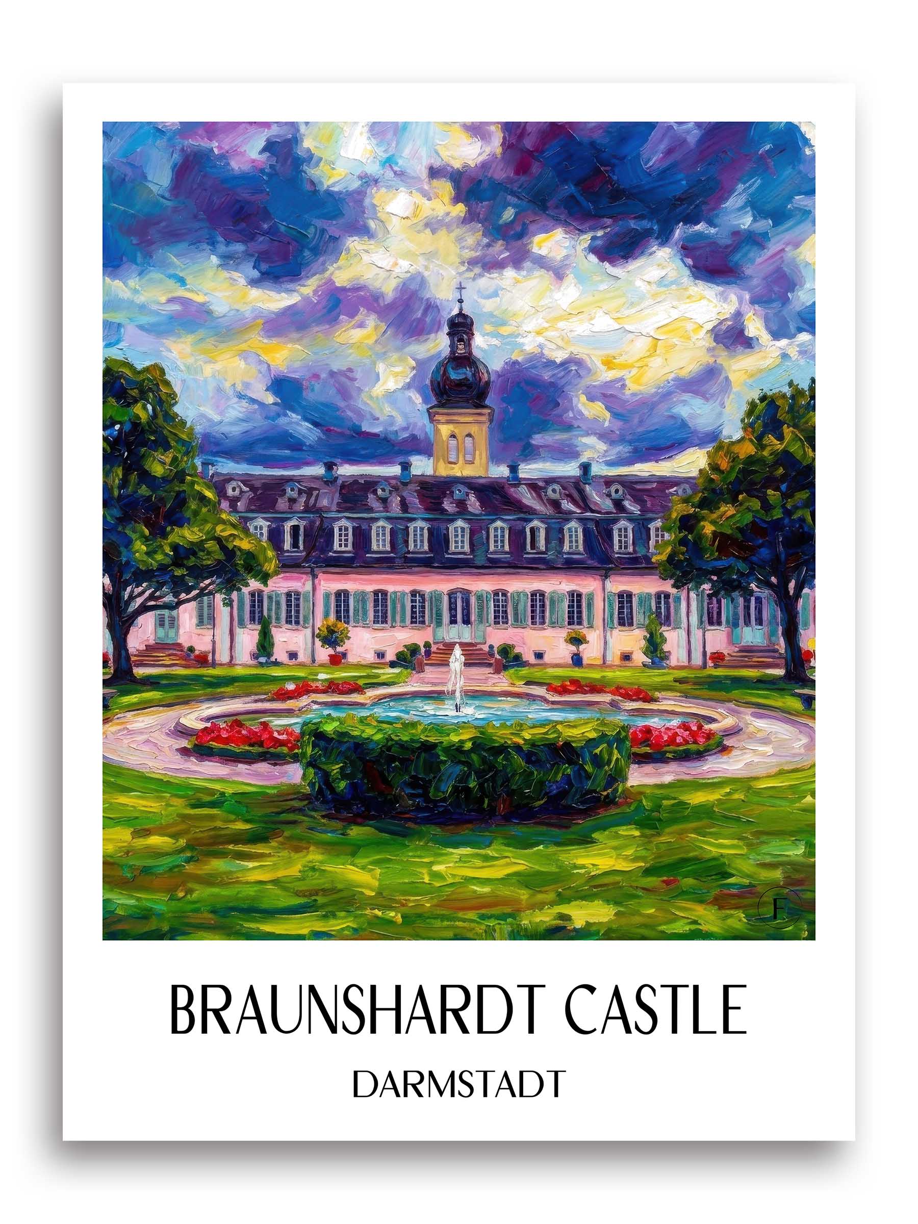 Schloss Braunshardt Poster - Darmstadt - Deutschland Kunstdruck - Ölgemälde von A4 bis A1 - favplace