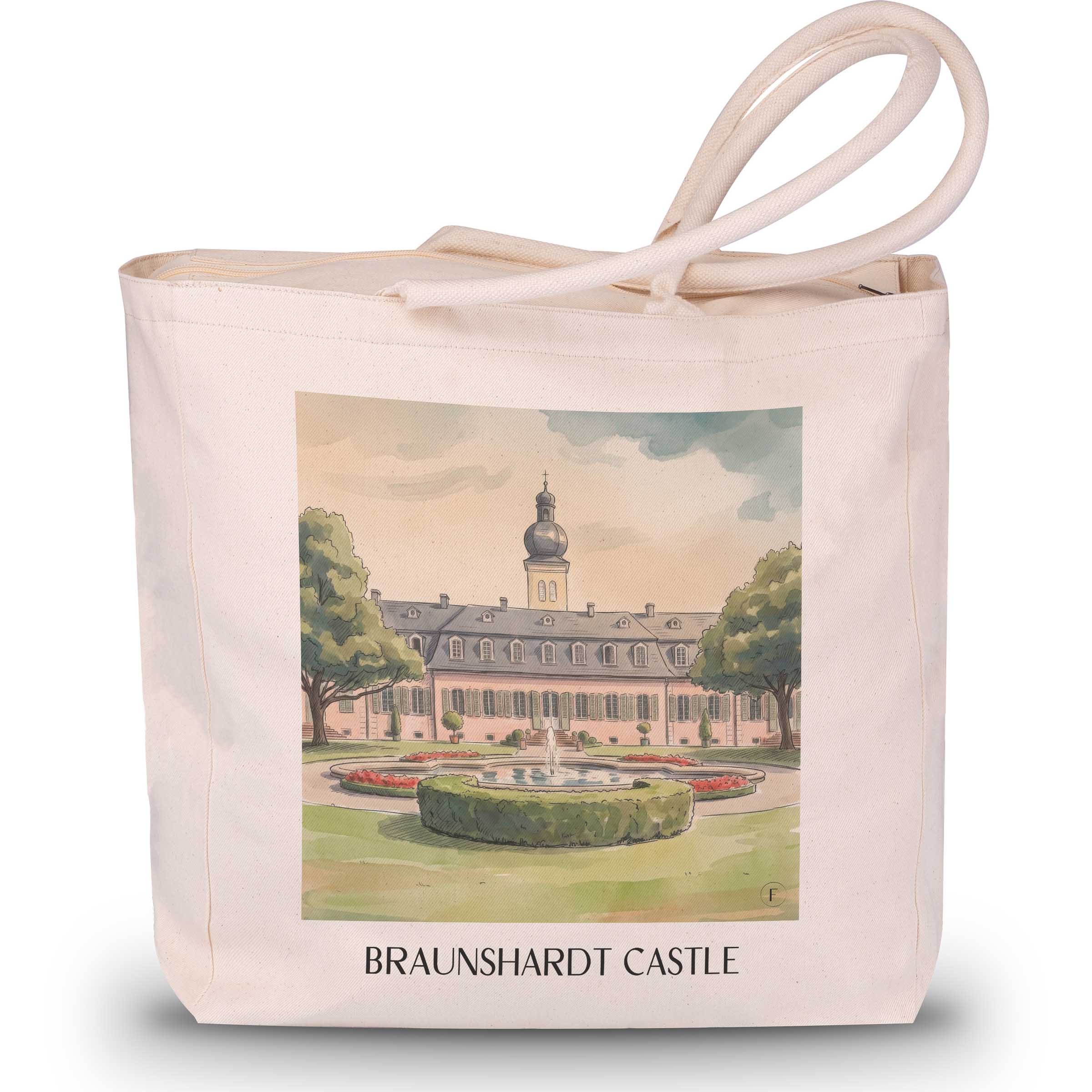 Schloss Braunshardt Shopping Tasche - Darmstadt - Deutschland Tote Bag - Einkaufstasche im Aquarell Stil - favplace