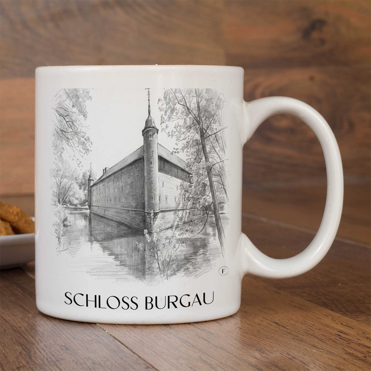 schloss-burgau-düren-deutschland-kaffeebecher-bleistift-zeichnung-drawing