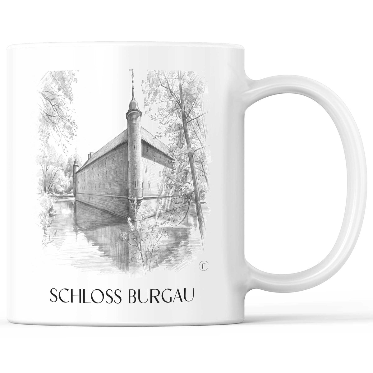 Schloss Burgau Kaffeebecher - Düren - Deutschland Becher - Kaffeetasse im Zeichnung Stil