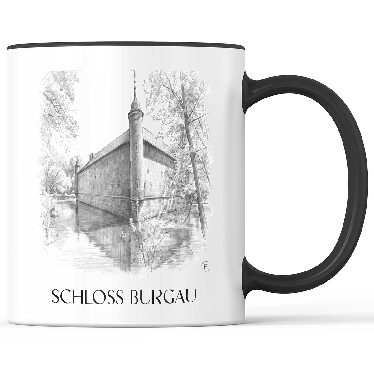 Schloss Burgau Kaffeebecher - Düren - Deutschland Becher - Kaffeetasse im Zeichnung Stil
