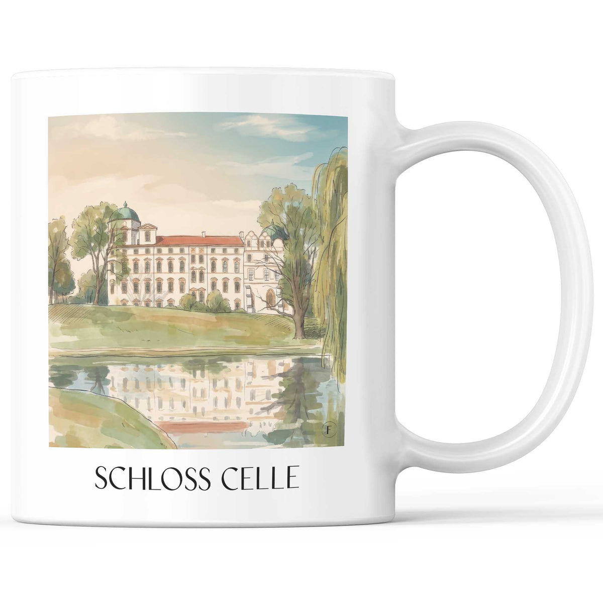 Schloss Celle Kaffeebecher - Niedersachsen - Deutschland Becher - Kaffeetasse im Aquarell Stil - favplace
