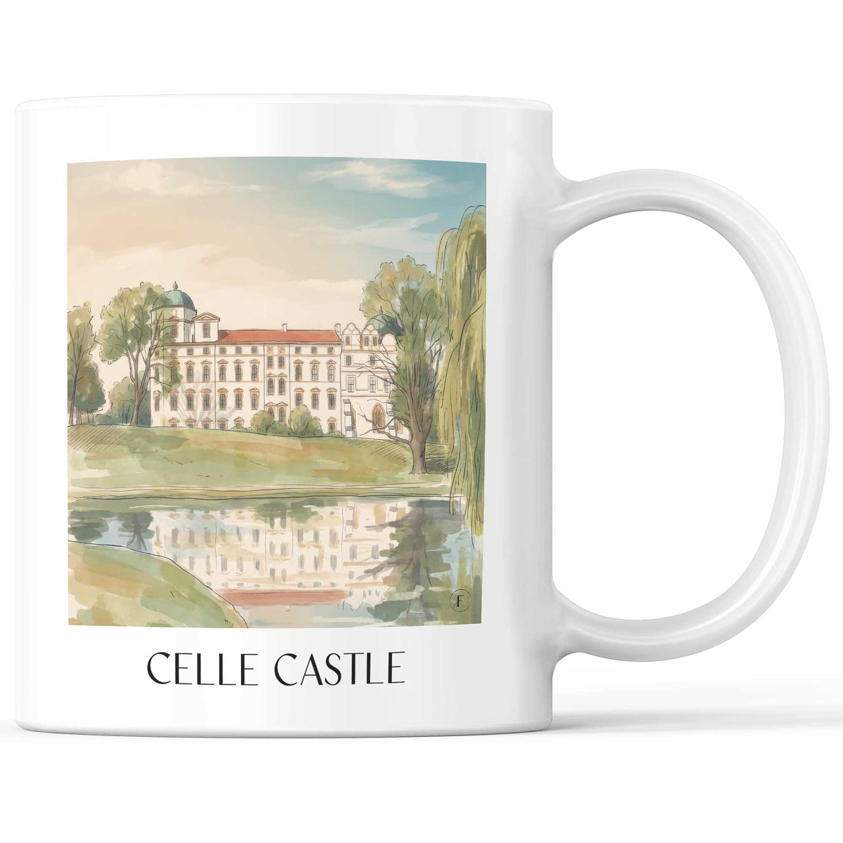 Schloss Celle Kaffeebecher - Niedersachsen - Deutschland Becher - Kaffeetasse im Aquarell Stil - favplace