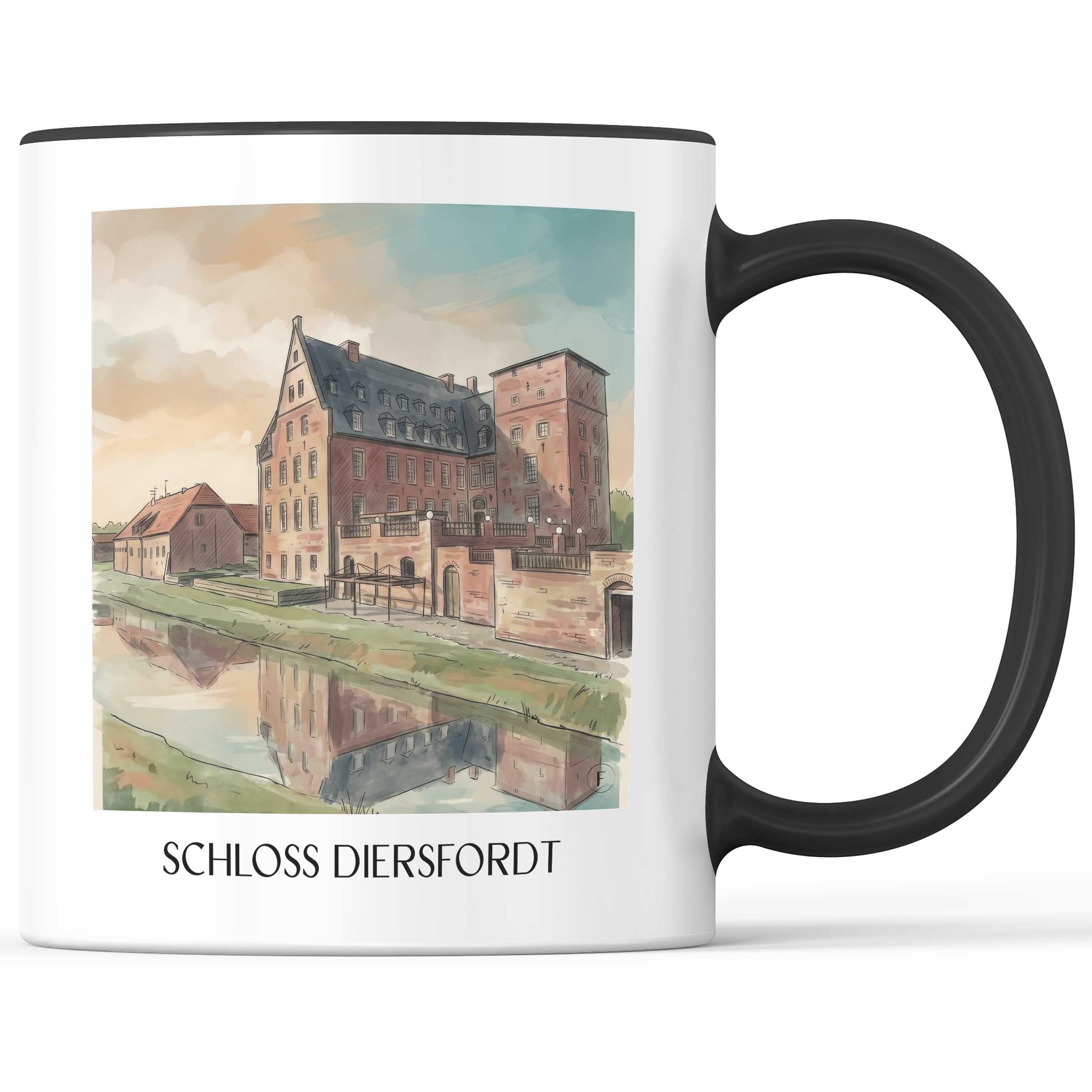 schloss-diersfordt-wesel-deutschland-kaffeebecher-aquarell
